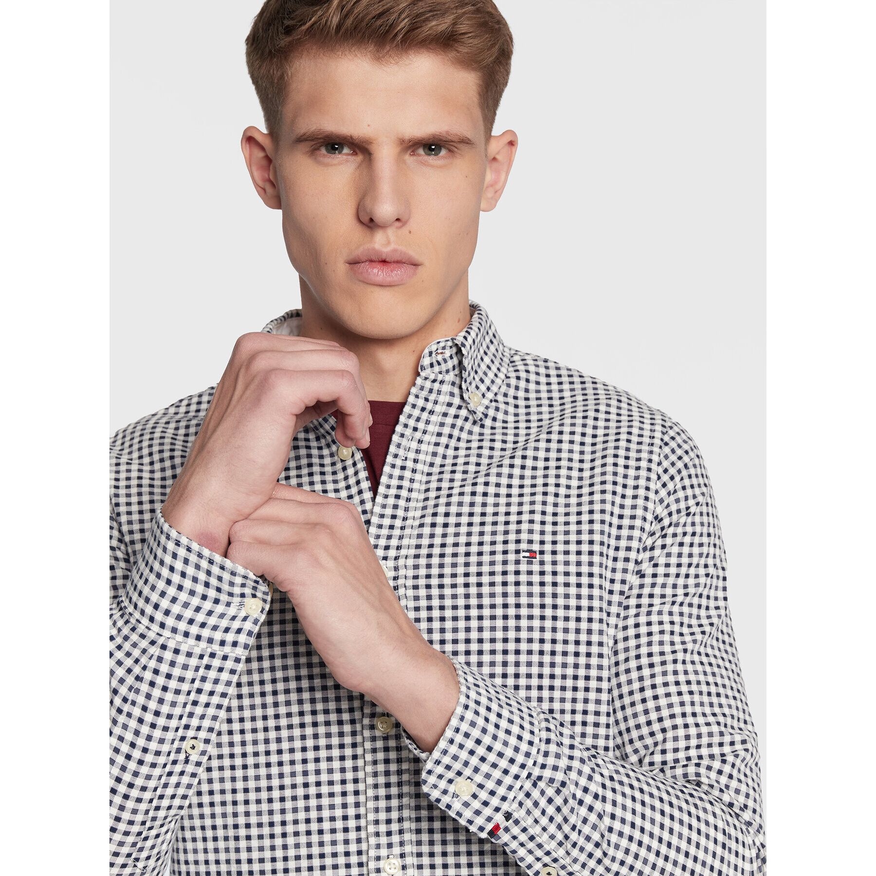 Tommy Hilfiger Риза Multi Gingham MW0MW28326 Бял Slim Fit - Pepit.bg