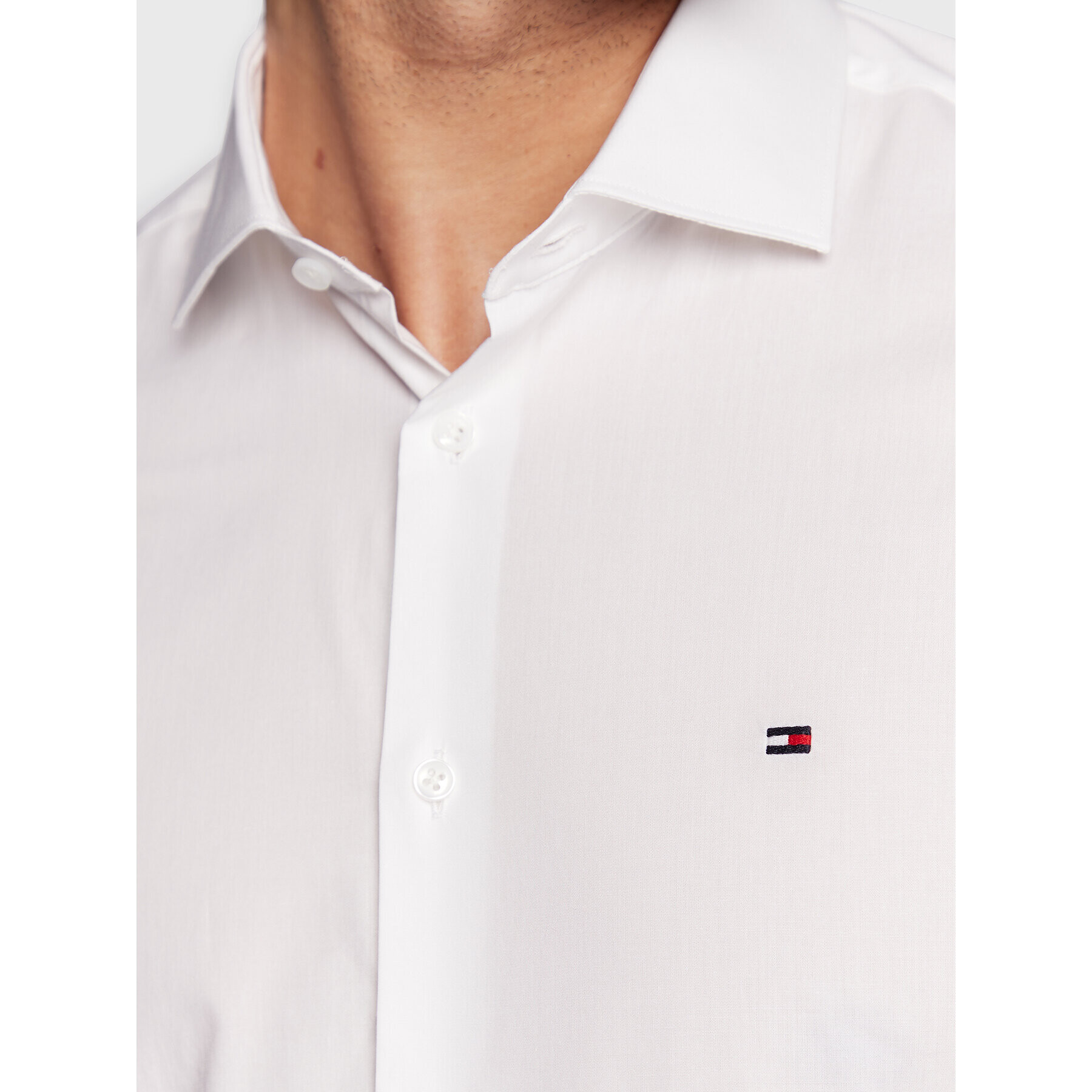 Tommy Hilfiger Риза MW0MW25040 Бял Slim Fit - Pepit.bg