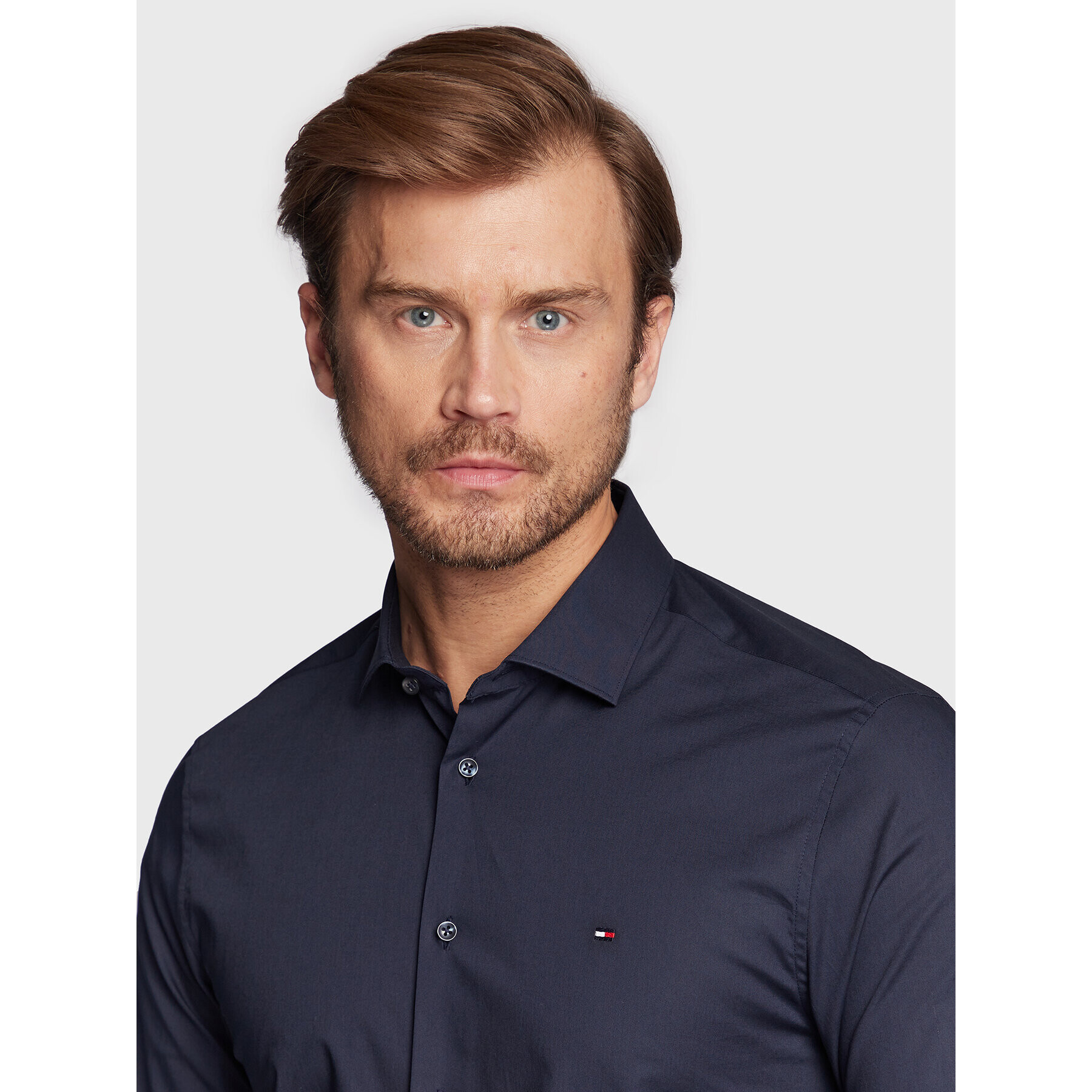 Tommy Hilfiger Риза MW0MW25040 Тъмносин Slim Fit - Pepit.bg