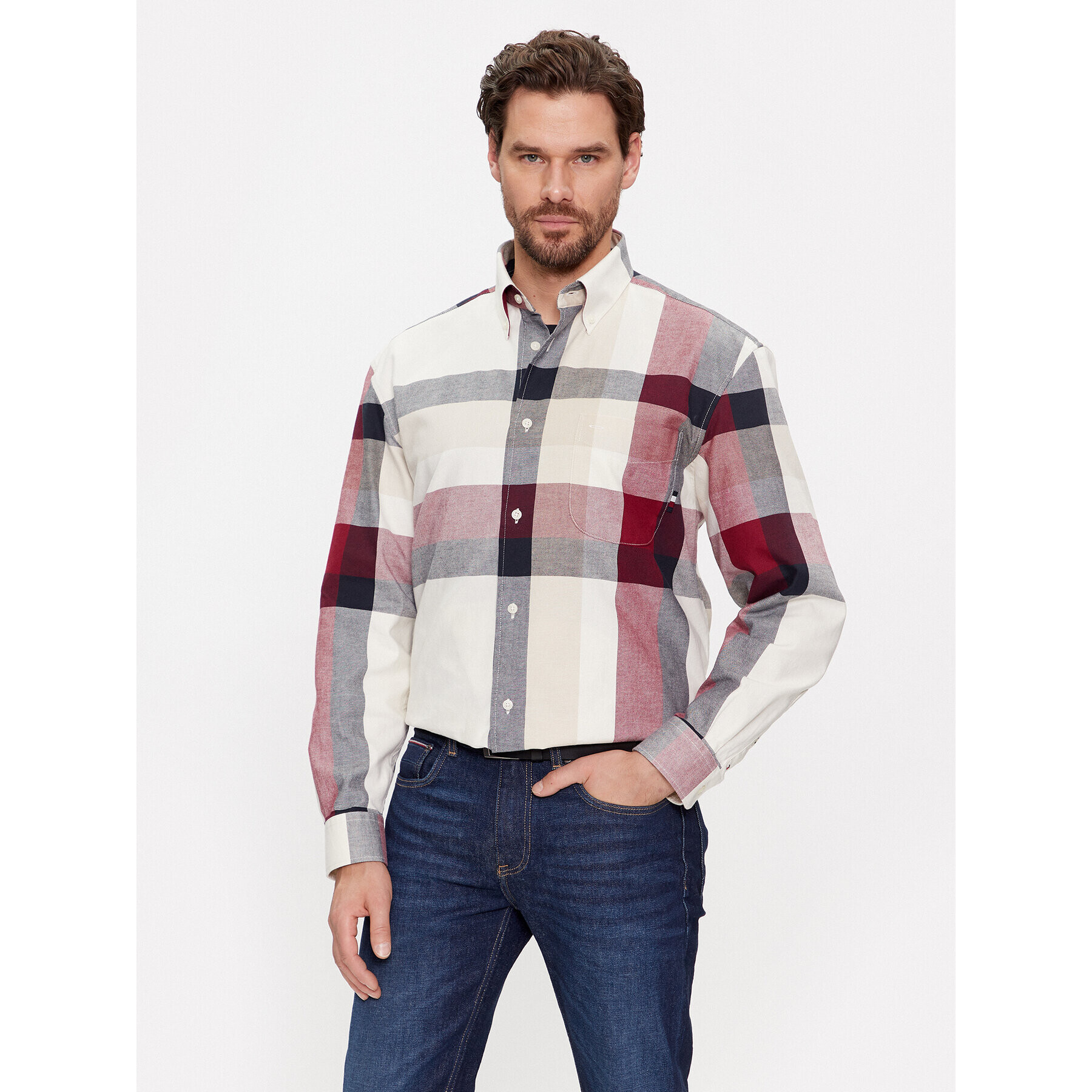 Tommy Hilfiger Риза MW0MW31833 Екрю Regular Fit - Pepit.bg