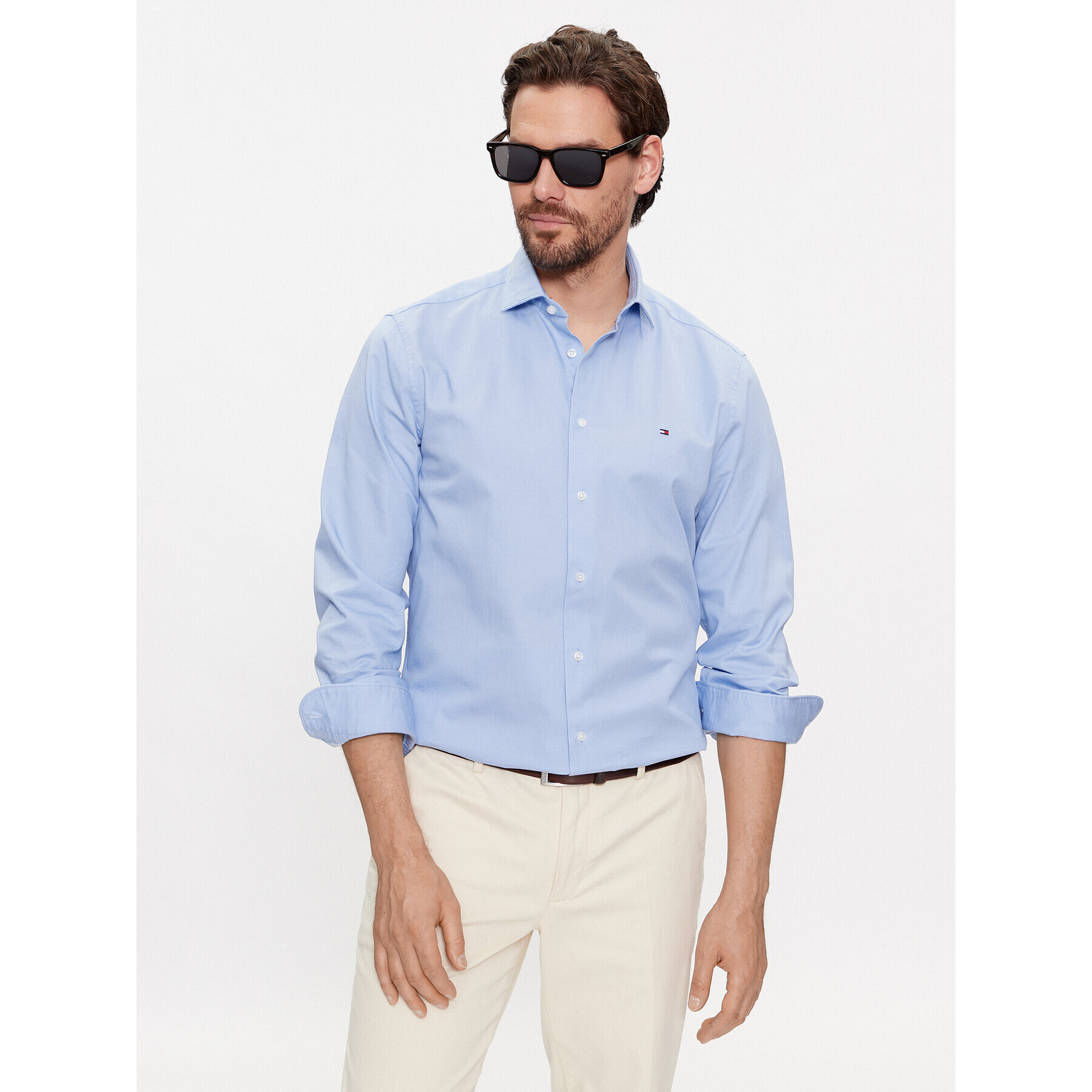 Tommy Hilfiger Риза MW0MW31856 Син Slim Fit - Pepit.bg