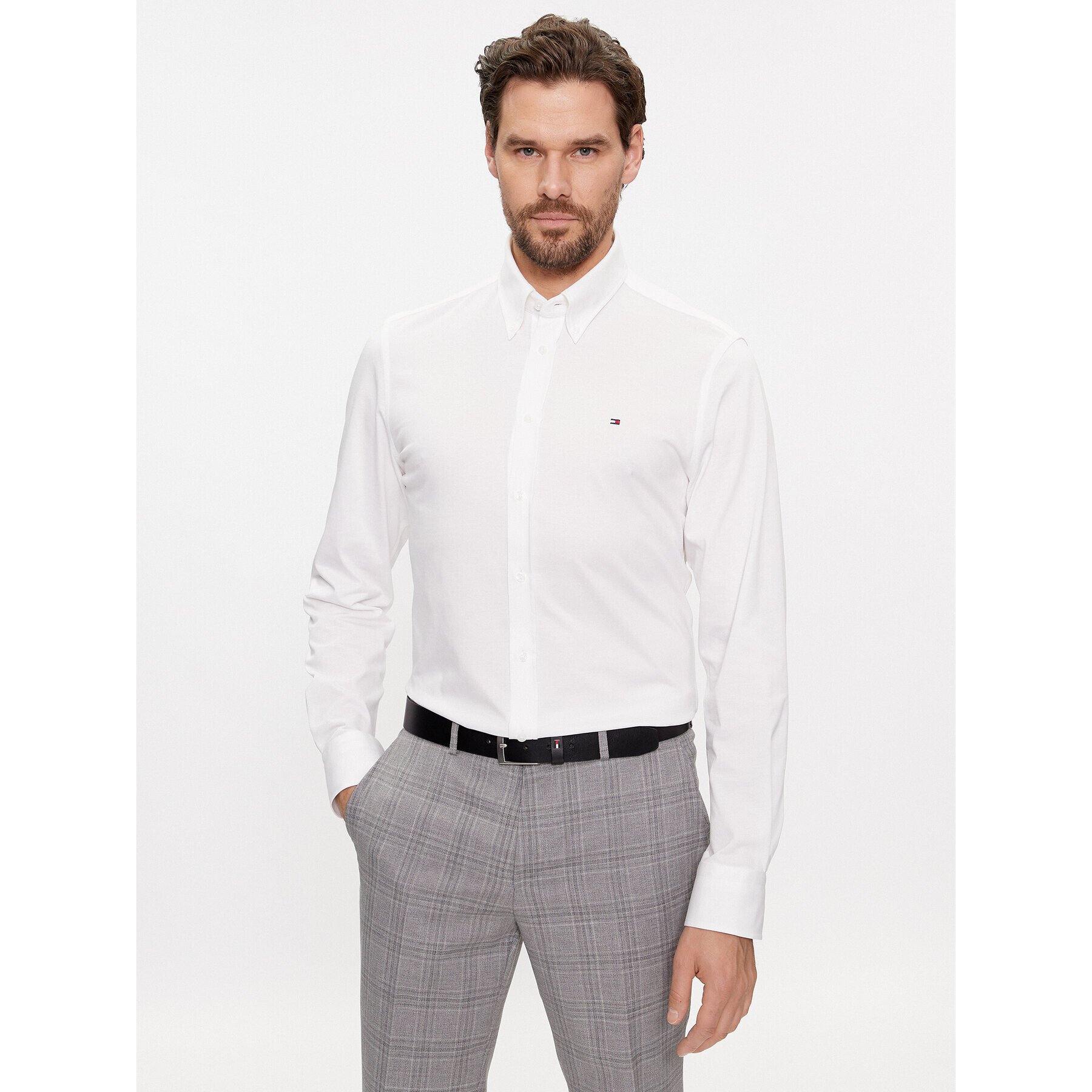 Tommy Hilfiger Риза MW0MW32906 Бял Slim Fit - Pepit.bg