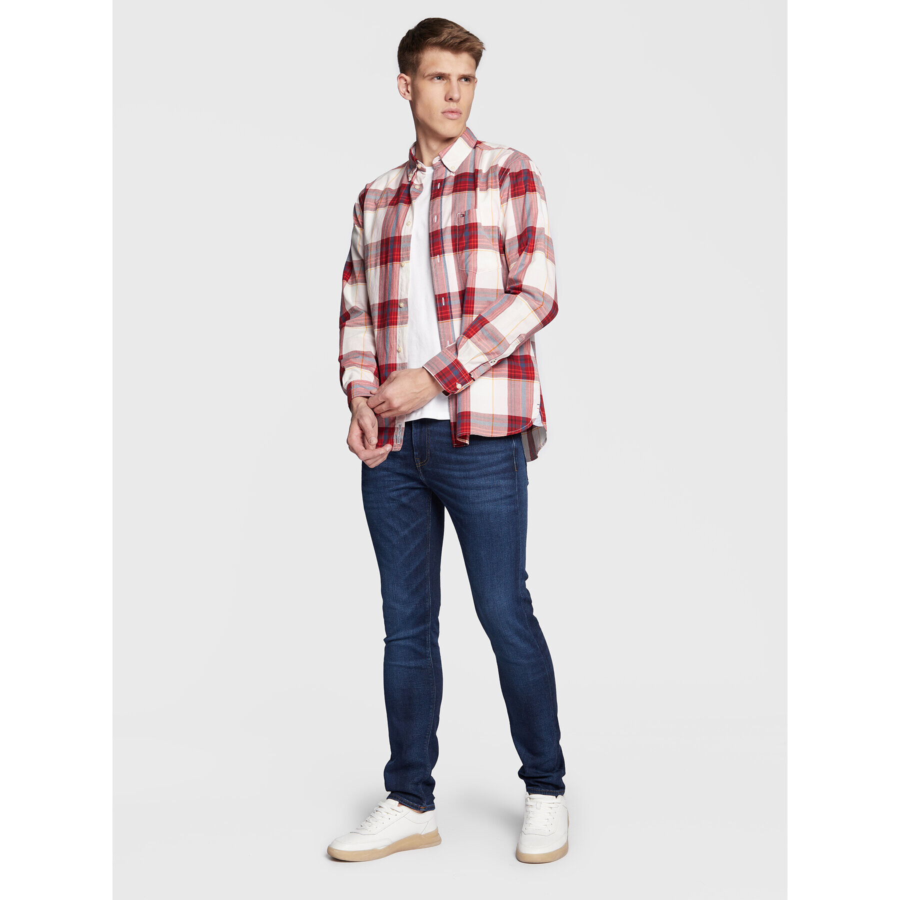 Tommy Hilfiger Риза Natural MW0MW29157 Червен Regular Fit - Pepit.bg