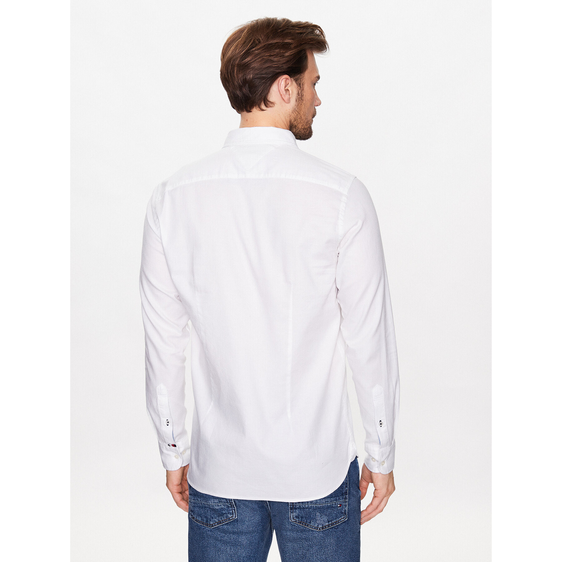 Tommy Hilfiger Риза Natural MW0MW30687 Бял Slim Fit - Pepit.bg