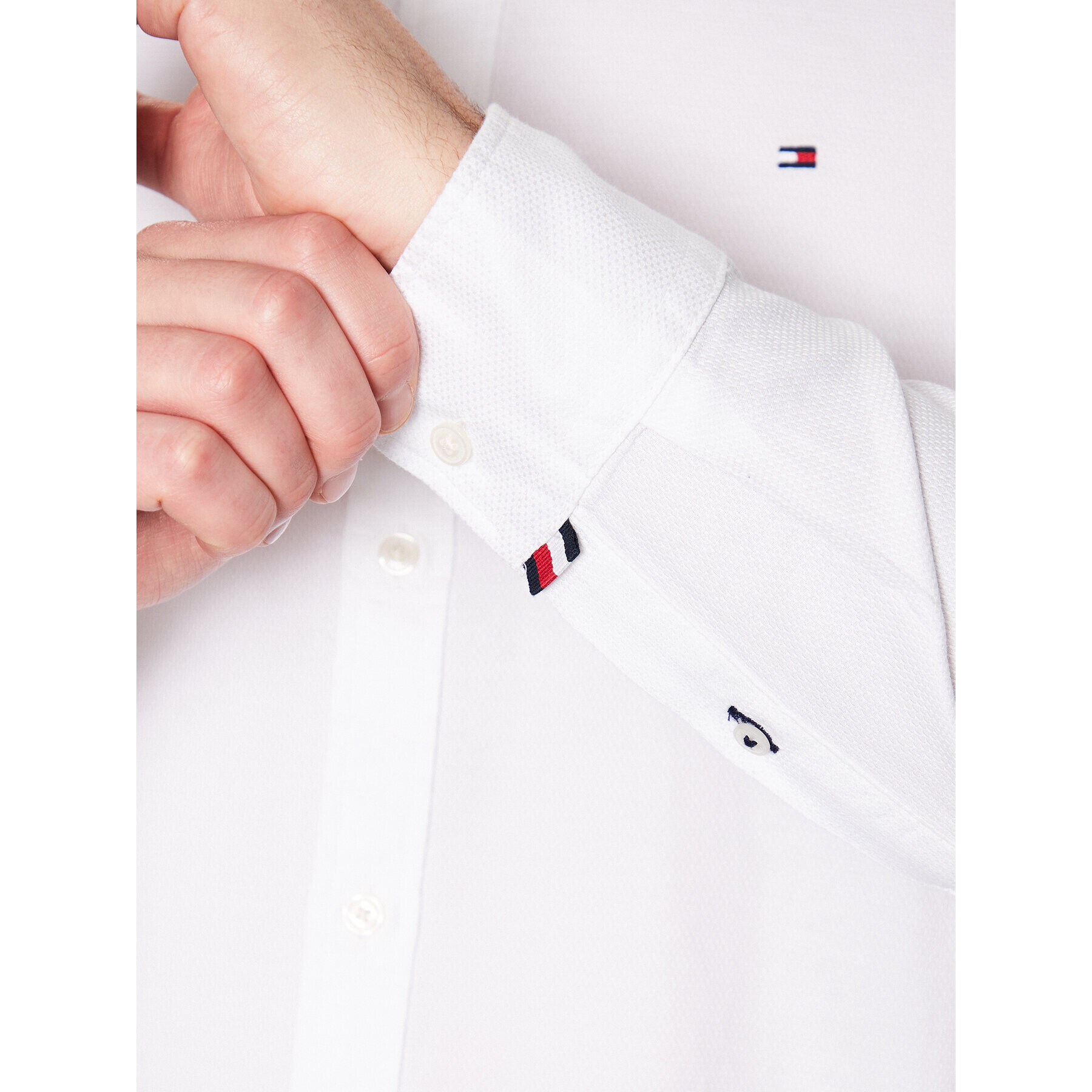 Tommy Hilfiger Риза Natural MW0MW30687 Бял Slim Fit - Pepit.bg