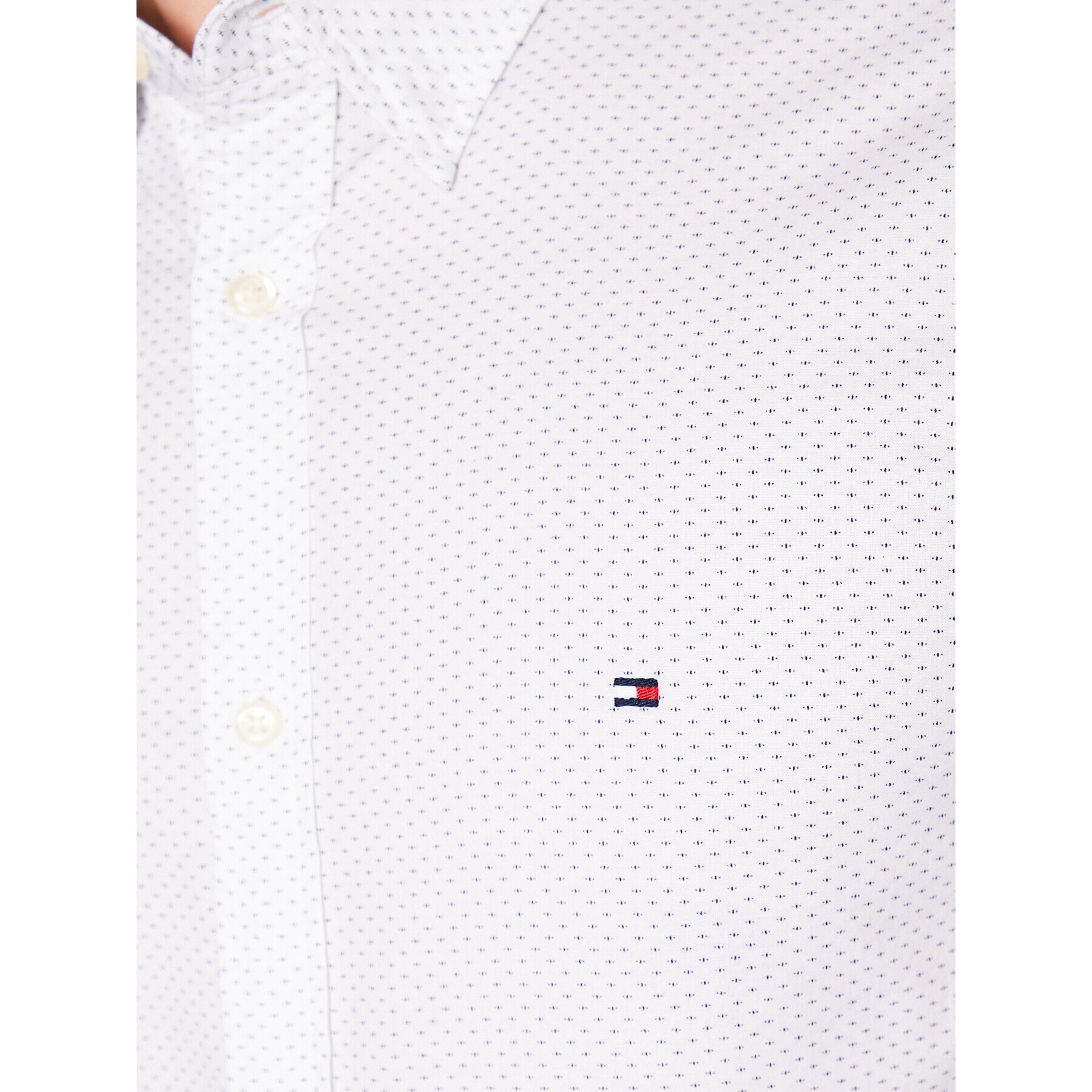 Tommy Hilfiger Риза Natural Soft Mini Print MW0MW30689 Бял Slim Fit - Pepit.bg