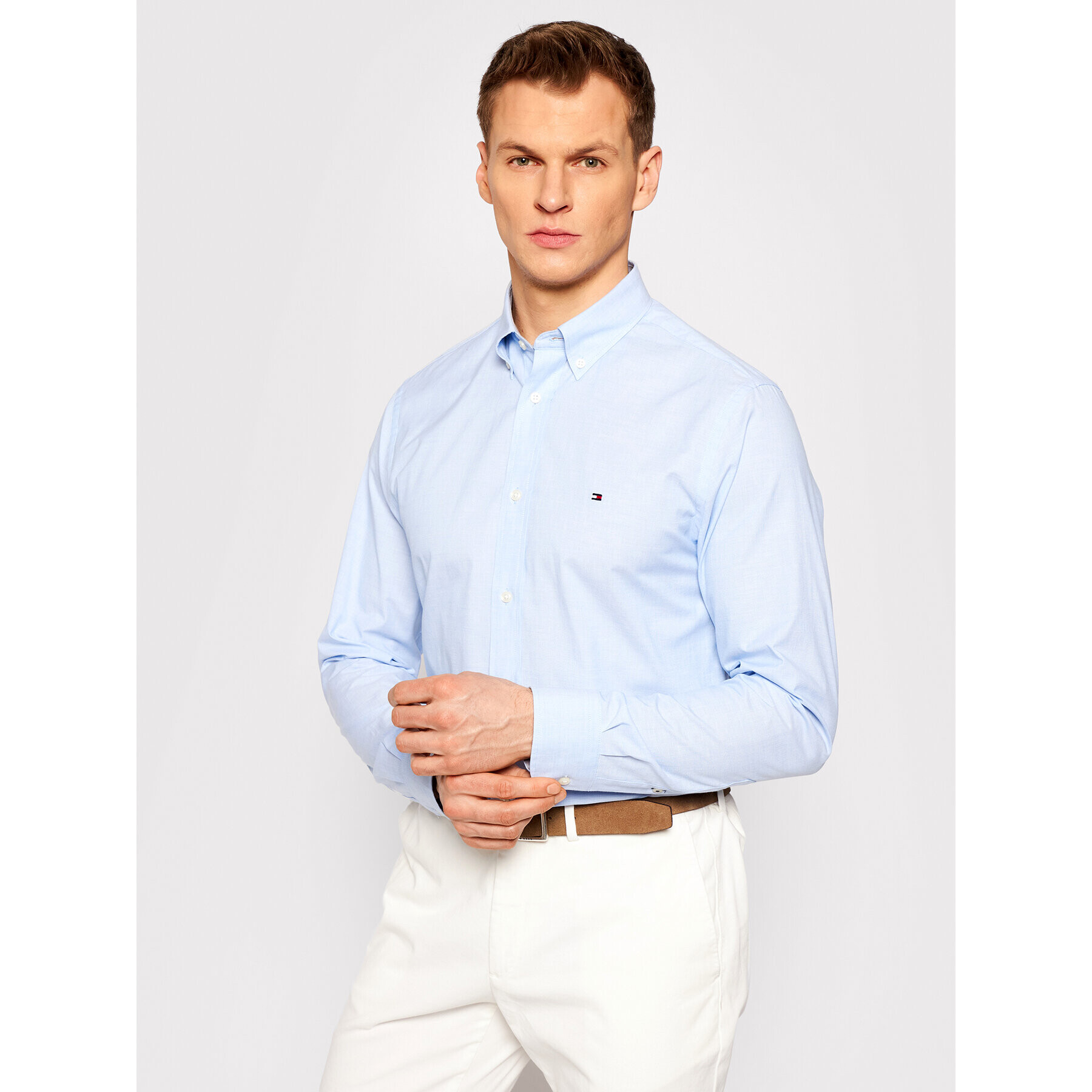 Tommy Hilfiger Риза Natural Soft Poplin MW0MW18339 Син Regular Fit - Pepit.bg