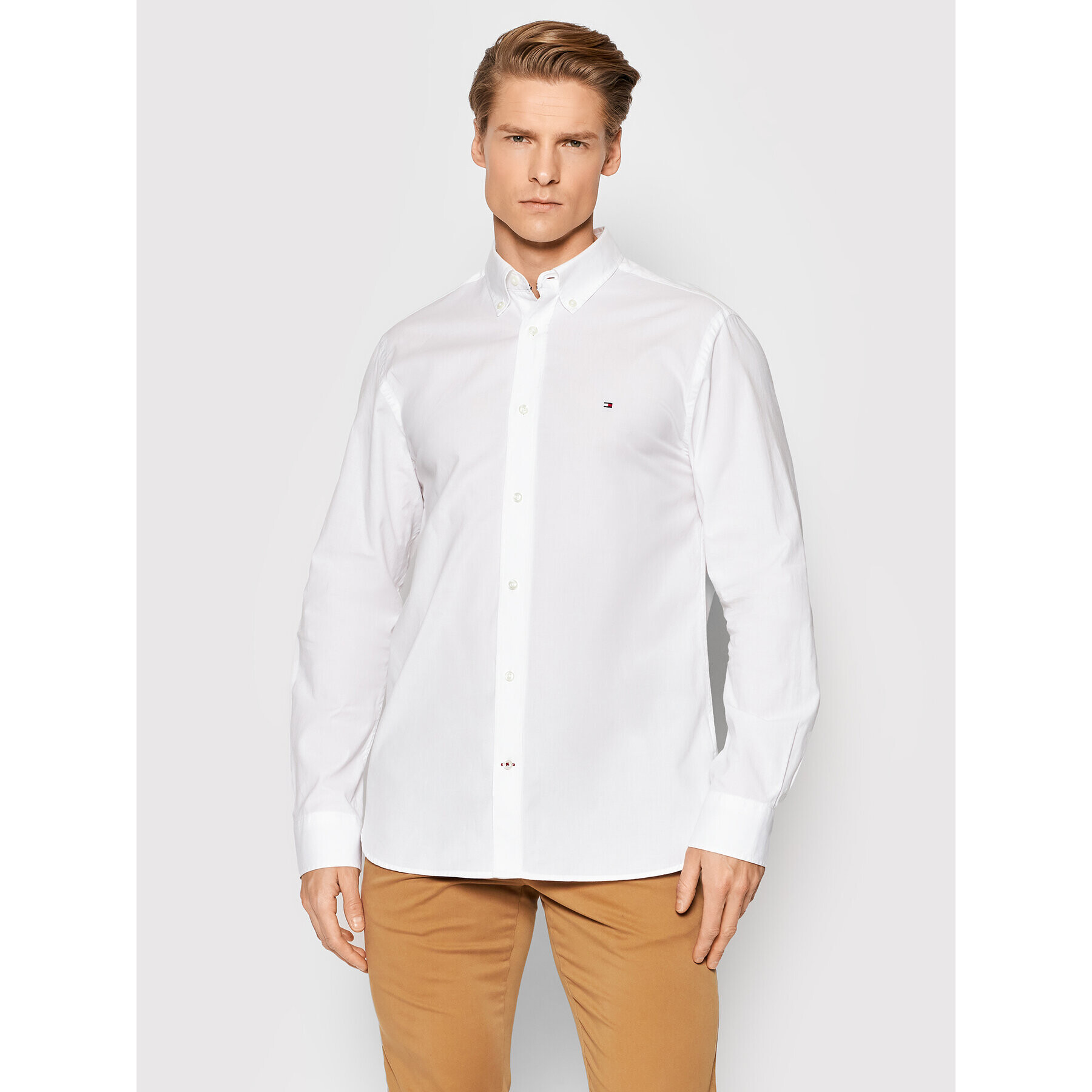 Tommy Hilfiger Риза Natural Soft Poplin MW0MW21584 Бял Regular Fit - Pepit.bg