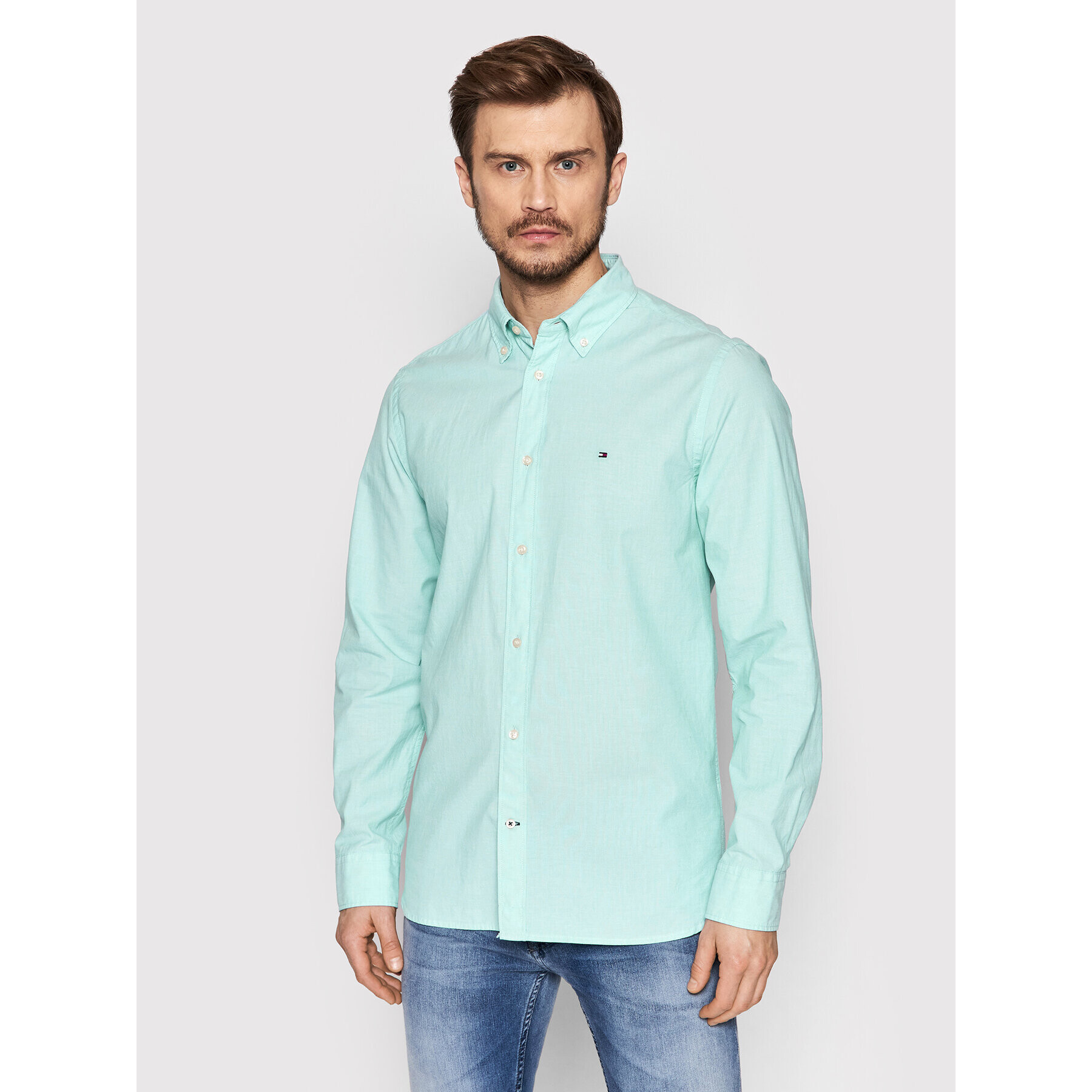 Tommy Hilfiger Риза Natural Soft Poplin MW0MW23118 Син Regular Fit - Pepit.bg