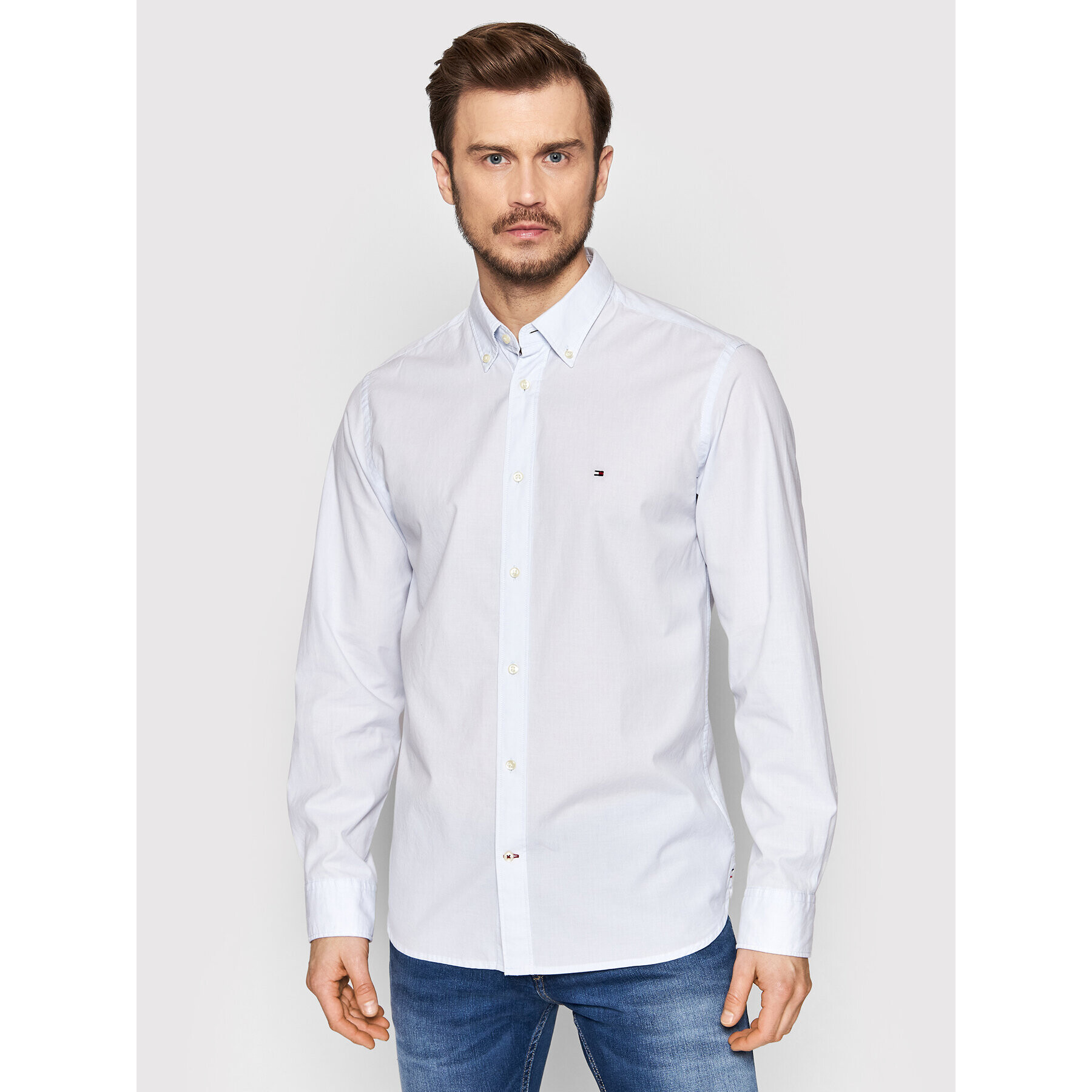 Tommy Hilfiger Риза Natural Soft Poplin MW0MW23118 Син Regular Fit - Pepit.bg