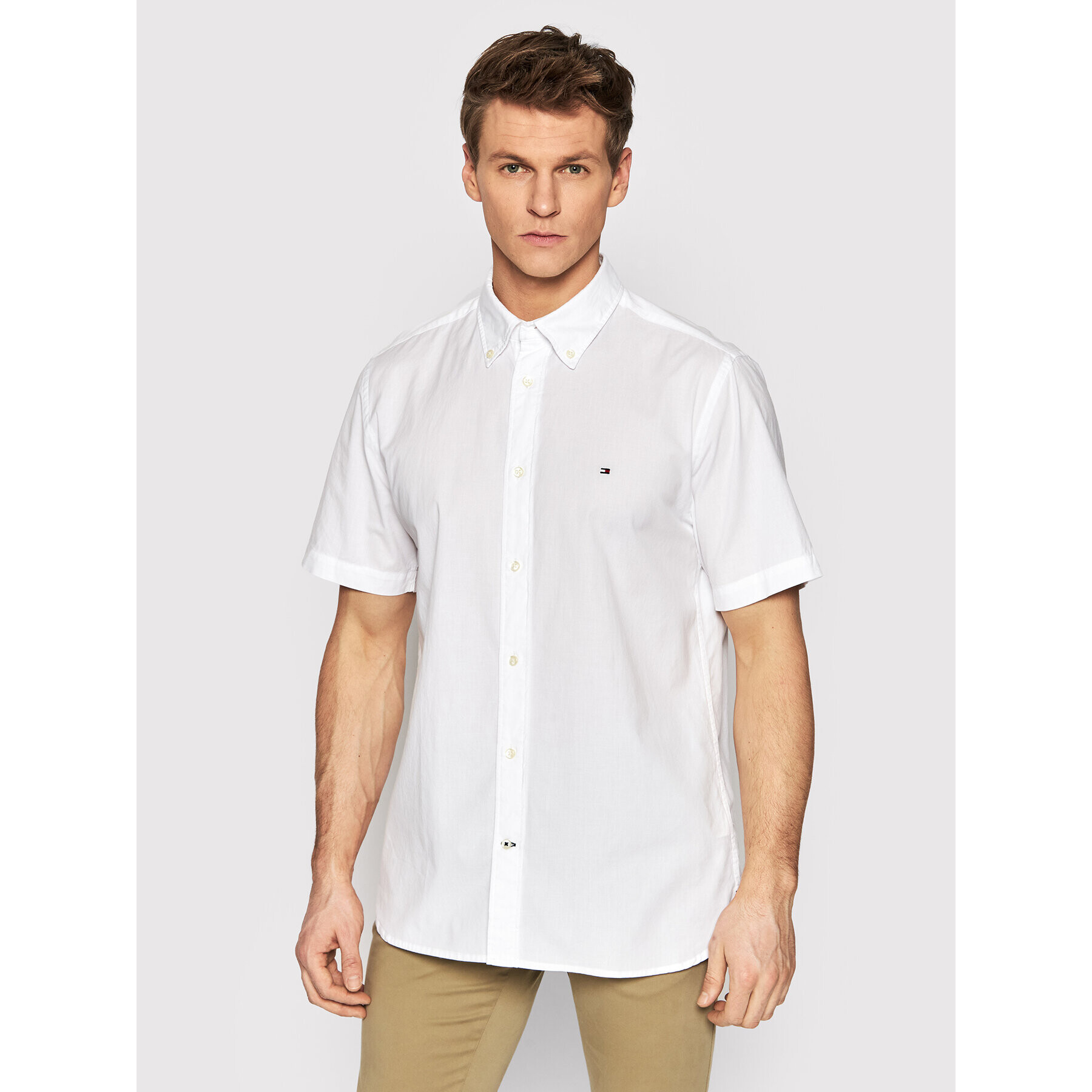 Tommy Hilfiger Риза Natural Soft Poplin MW0MW25105 Бял Regular Fit - Pepit.bg