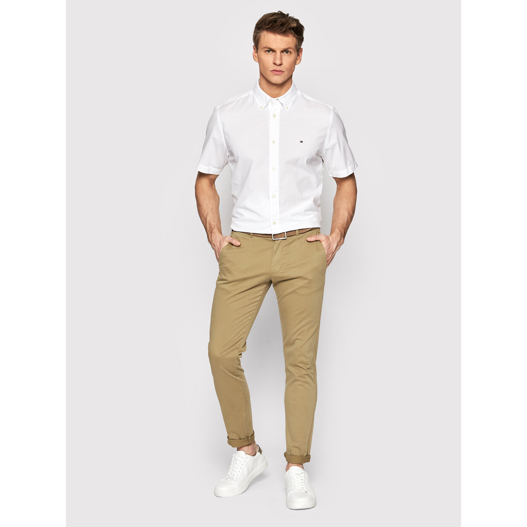 Tommy Hilfiger Риза Natural Soft Poplin MW0MW25105 Бял Regular Fit - Pepit.bg