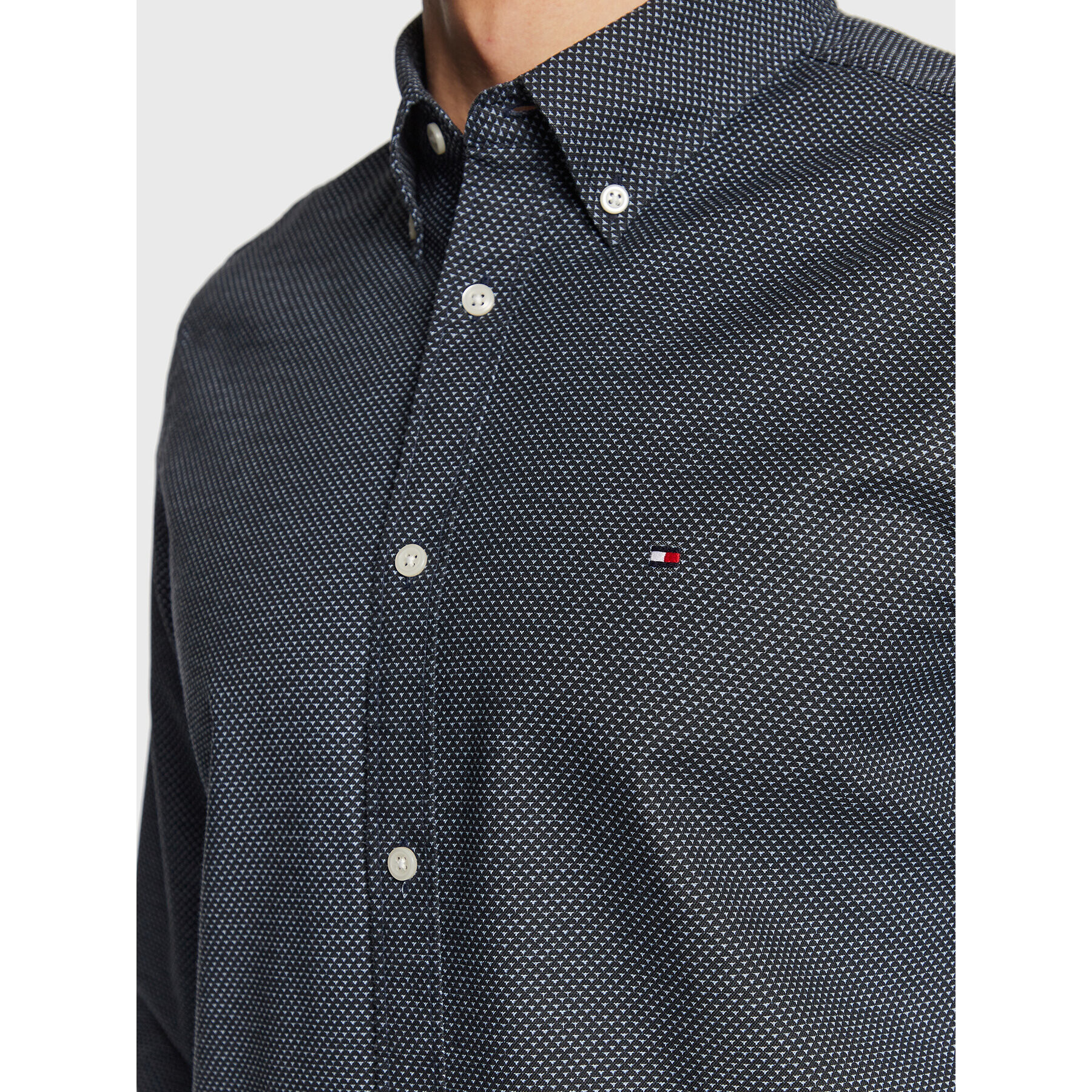 Tommy Hilfiger Риза Oxford Mini Print MW0MW29153 Тъмносин Slim Fit - Pepit.bg