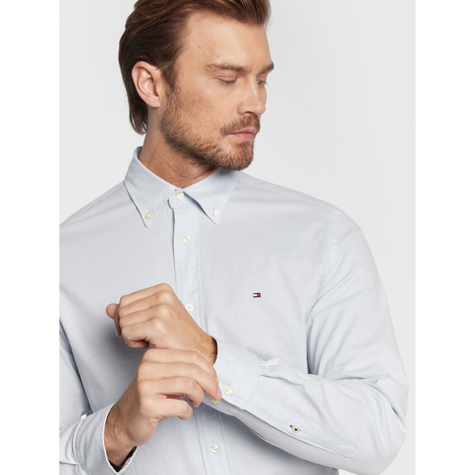 Tommy Hilfiger Риза Oxford MW0MW25037 Син Regular Fit - Pepit.bg