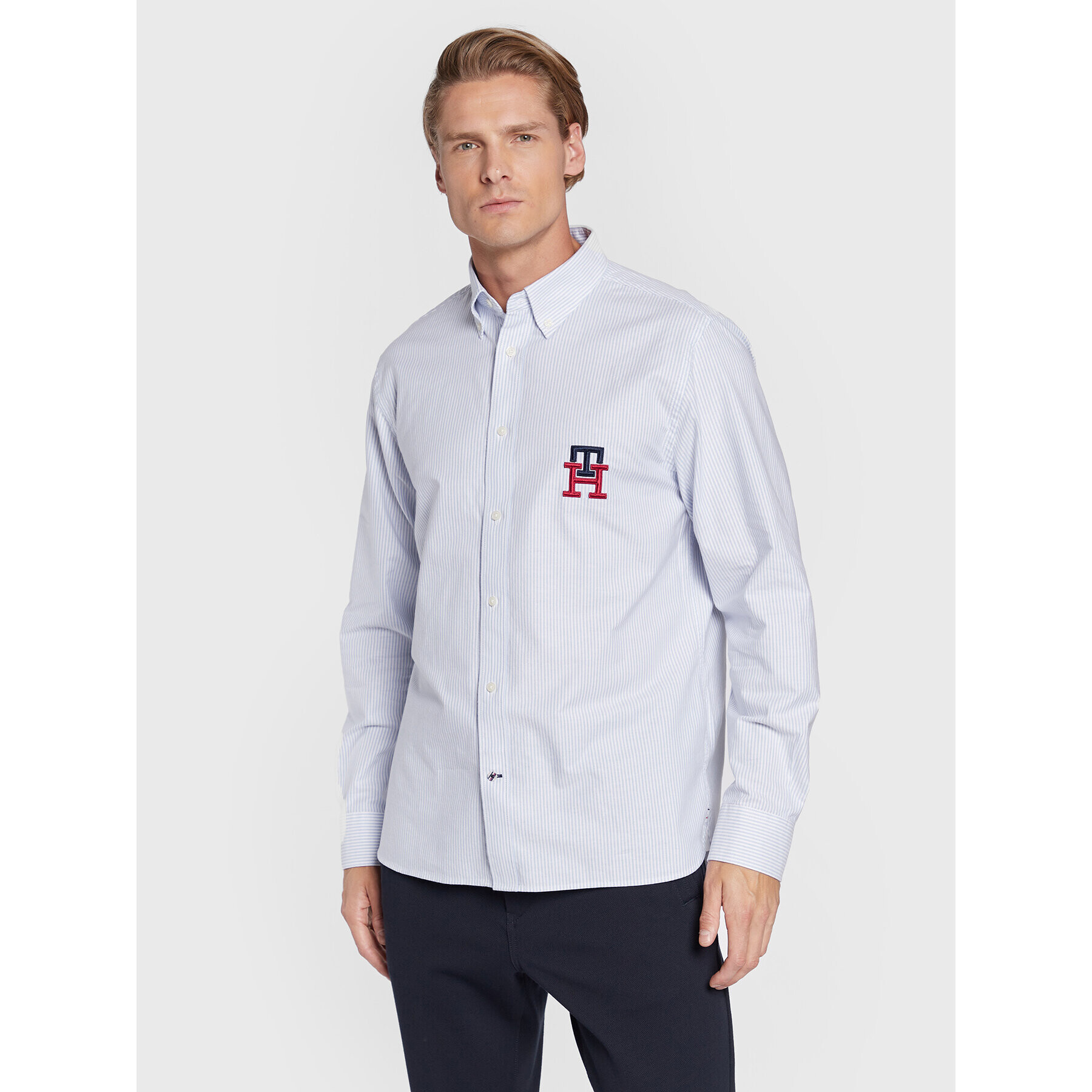 Tommy Hilfiger Риза Oxford MW0MW29252 Син Regular Fit - Pepit.bg