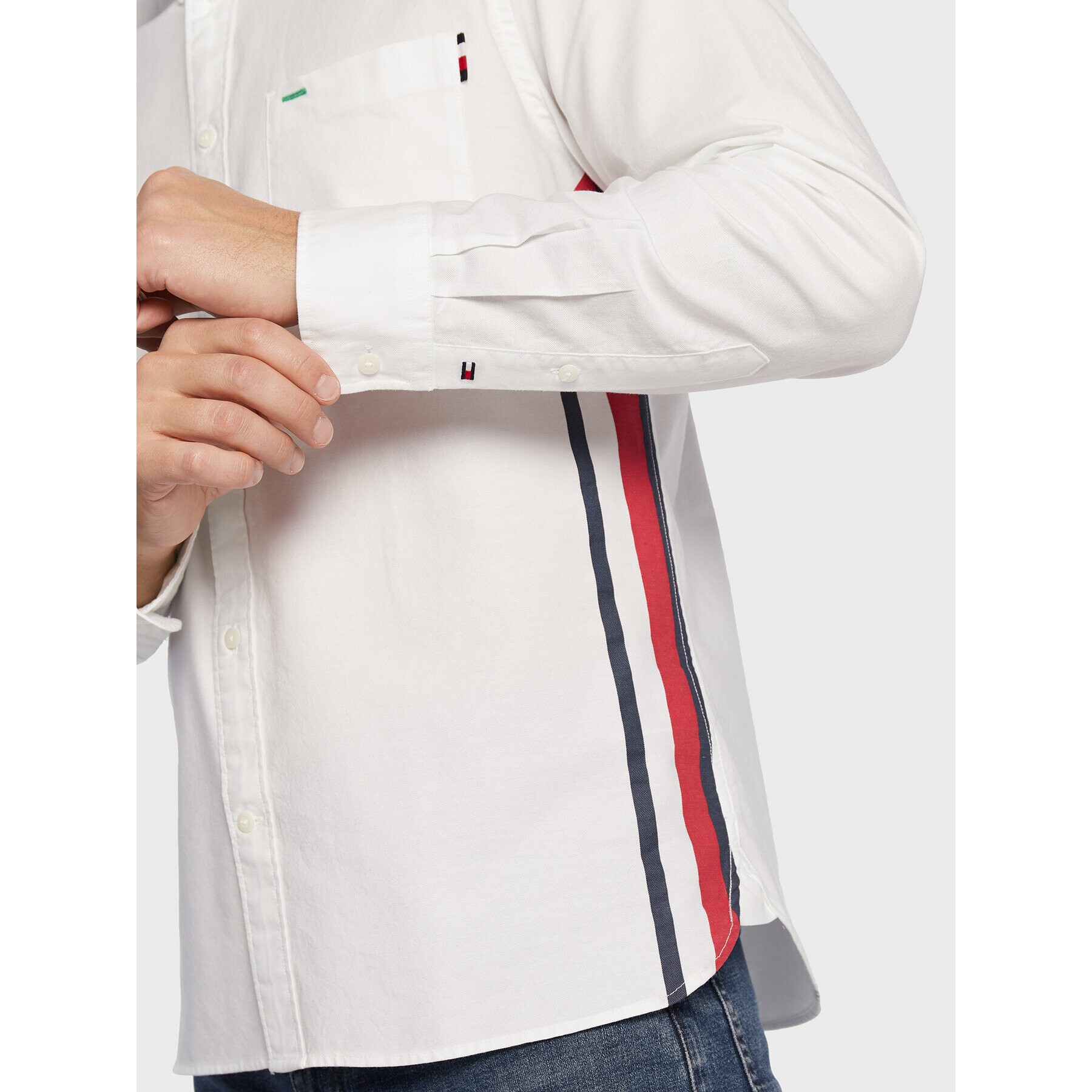 Tommy Hilfiger Риза Printed Global Stripe MW0MW26416 Бял Regular Fit - Pepit.bg