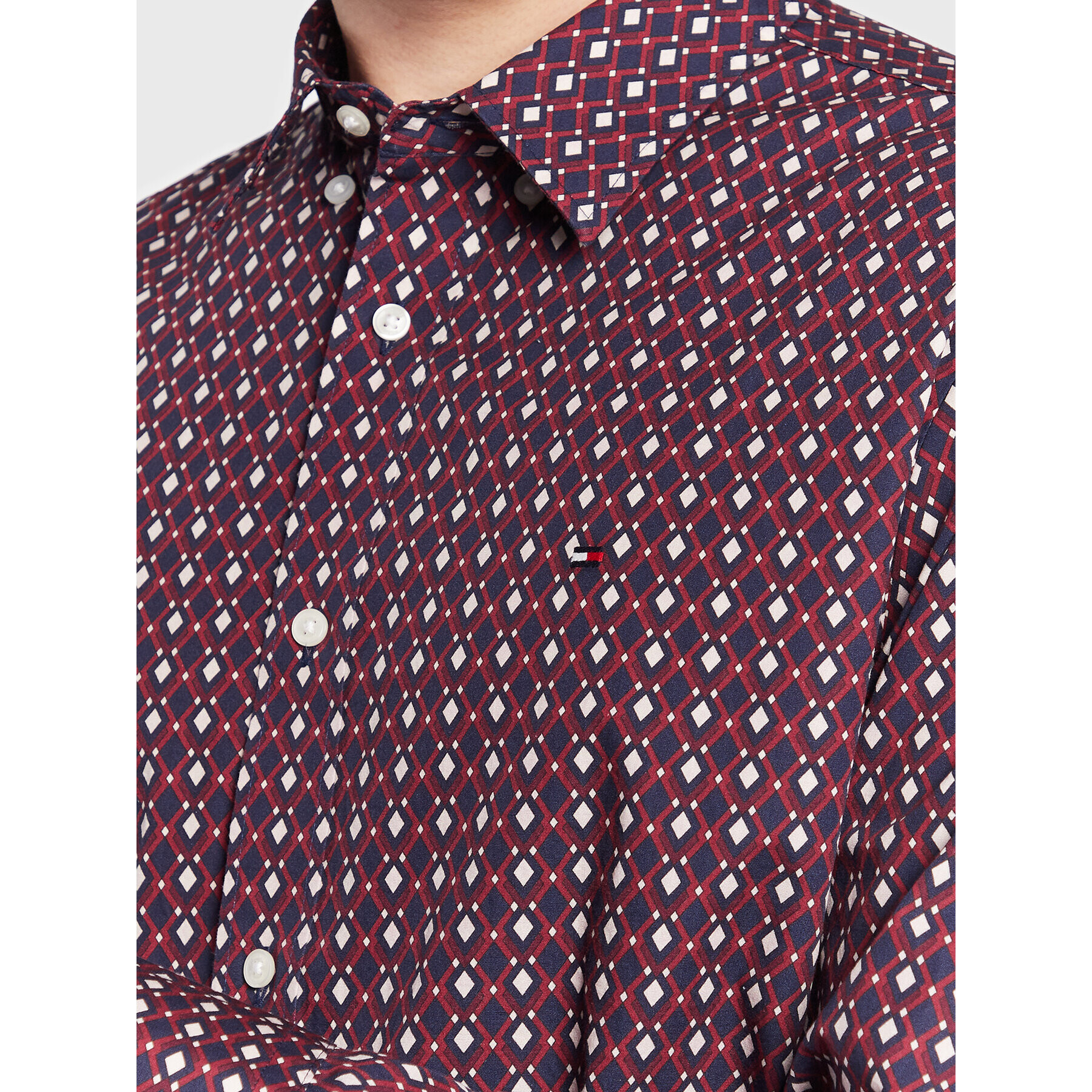 Tommy Hilfiger Риза Retro Print MW0MW29709 Бордо Regular Fit - Pepit.bg