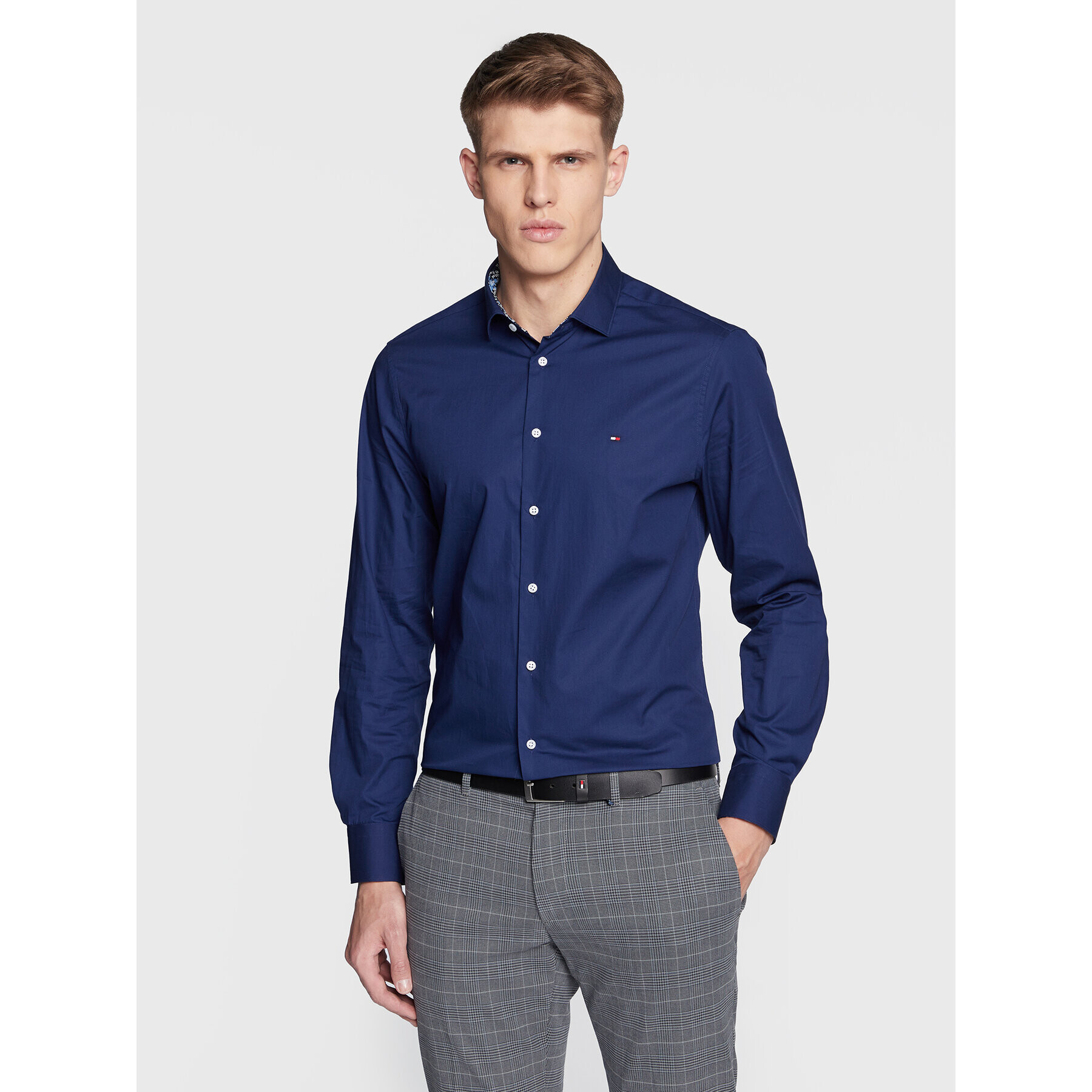 Tommy Hilfiger Риза Solid MW0MW29136 Тъмносин Slim Fit - Pepit.bg