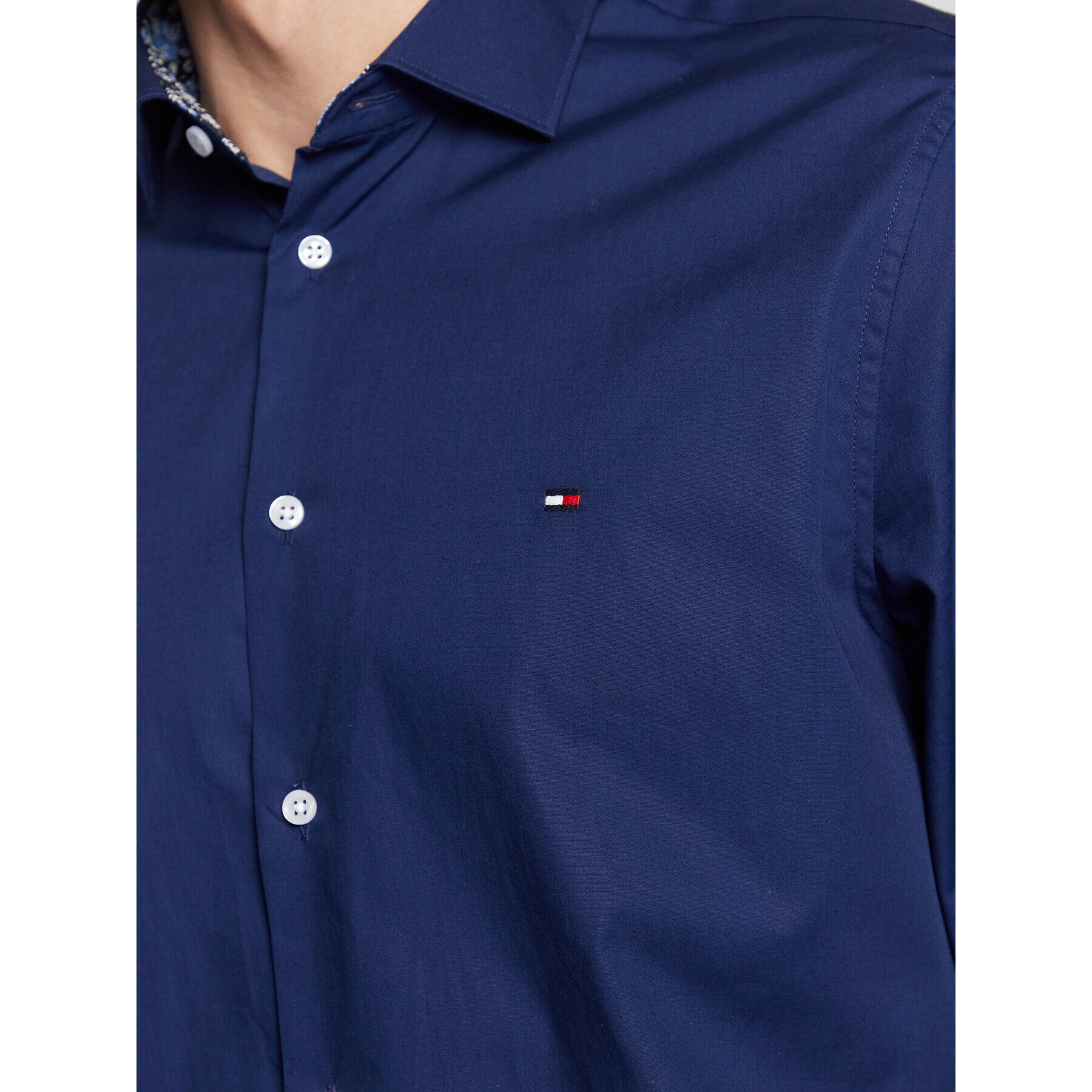 Tommy Hilfiger Риза Solid MW0MW29136 Тъмносин Slim Fit - Pepit.bg