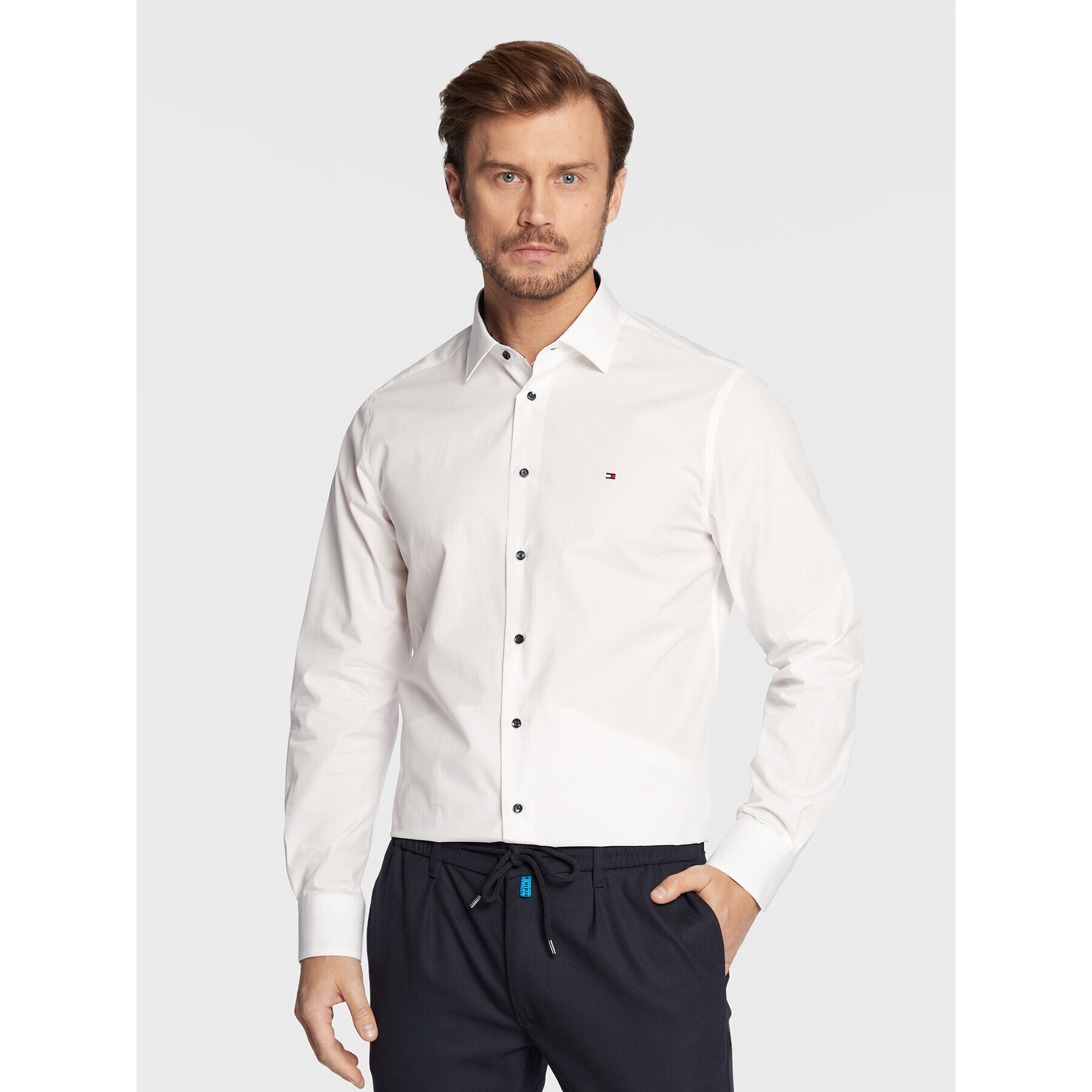 Tommy Hilfiger Риза Solid Poplin MW0MW28495 Бял Regular Fit - Pepit.bg