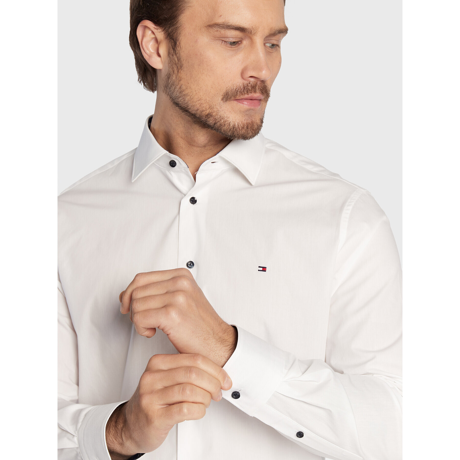 Tommy Hilfiger Риза Solid Poplin MW0MW28495 Бял Regular Fit - Pepit.bg