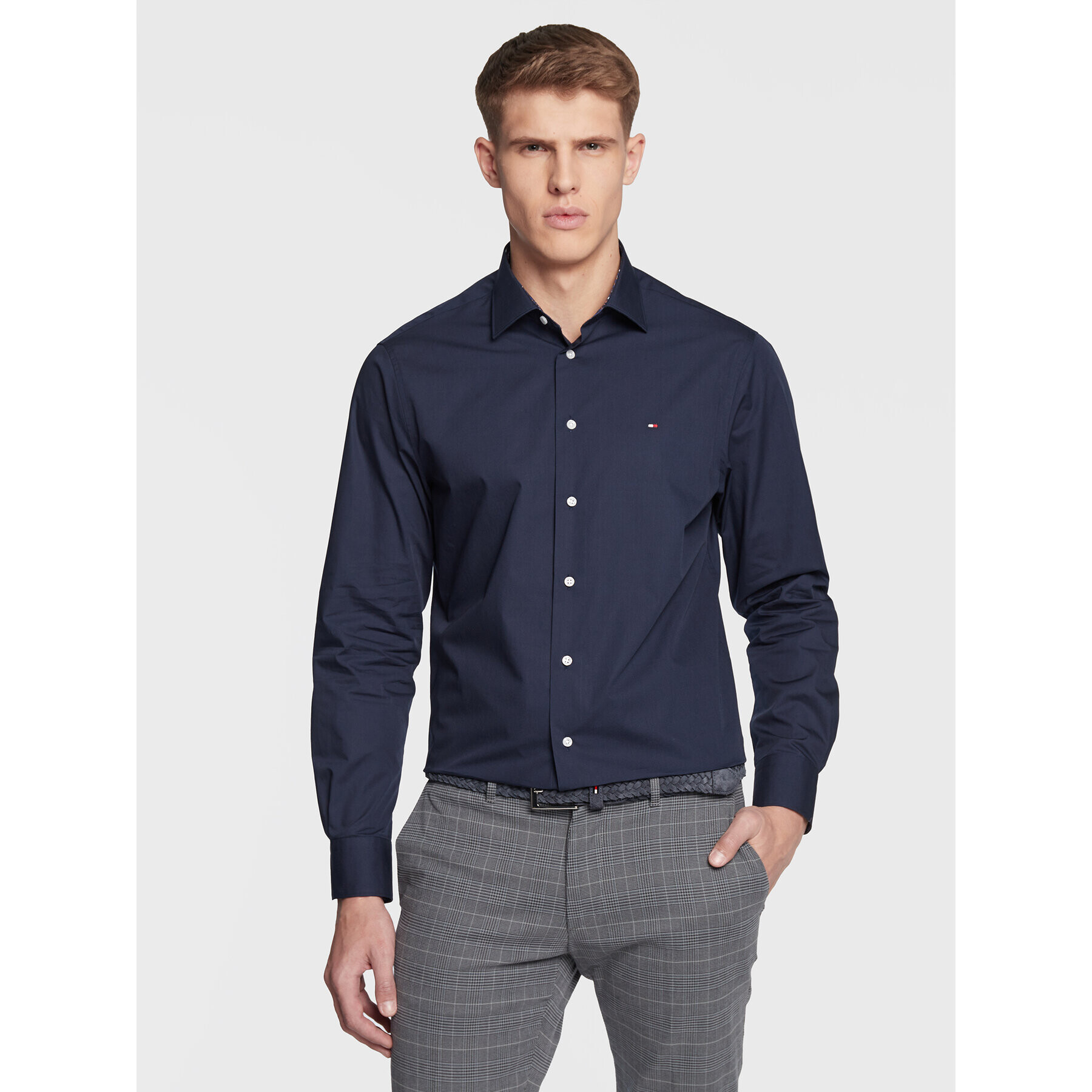 Tommy Hilfiger Риза Solid Poplin MW0MW28495 Тъмносин Regular Fit - Pepit.bg