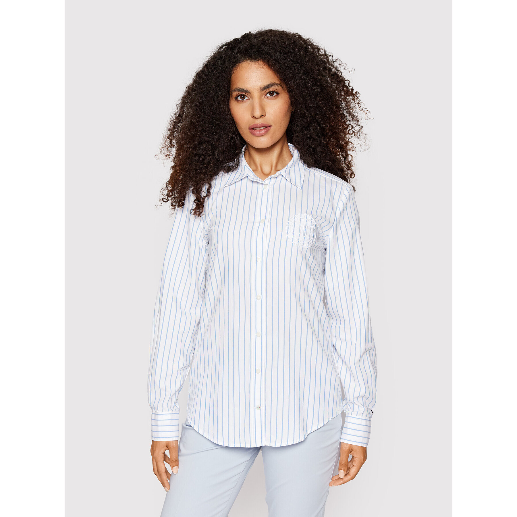 Tommy Hilfiger Риза Stripe Oxford WW0WW35277 Бял Regular Fit - Pepit.bg