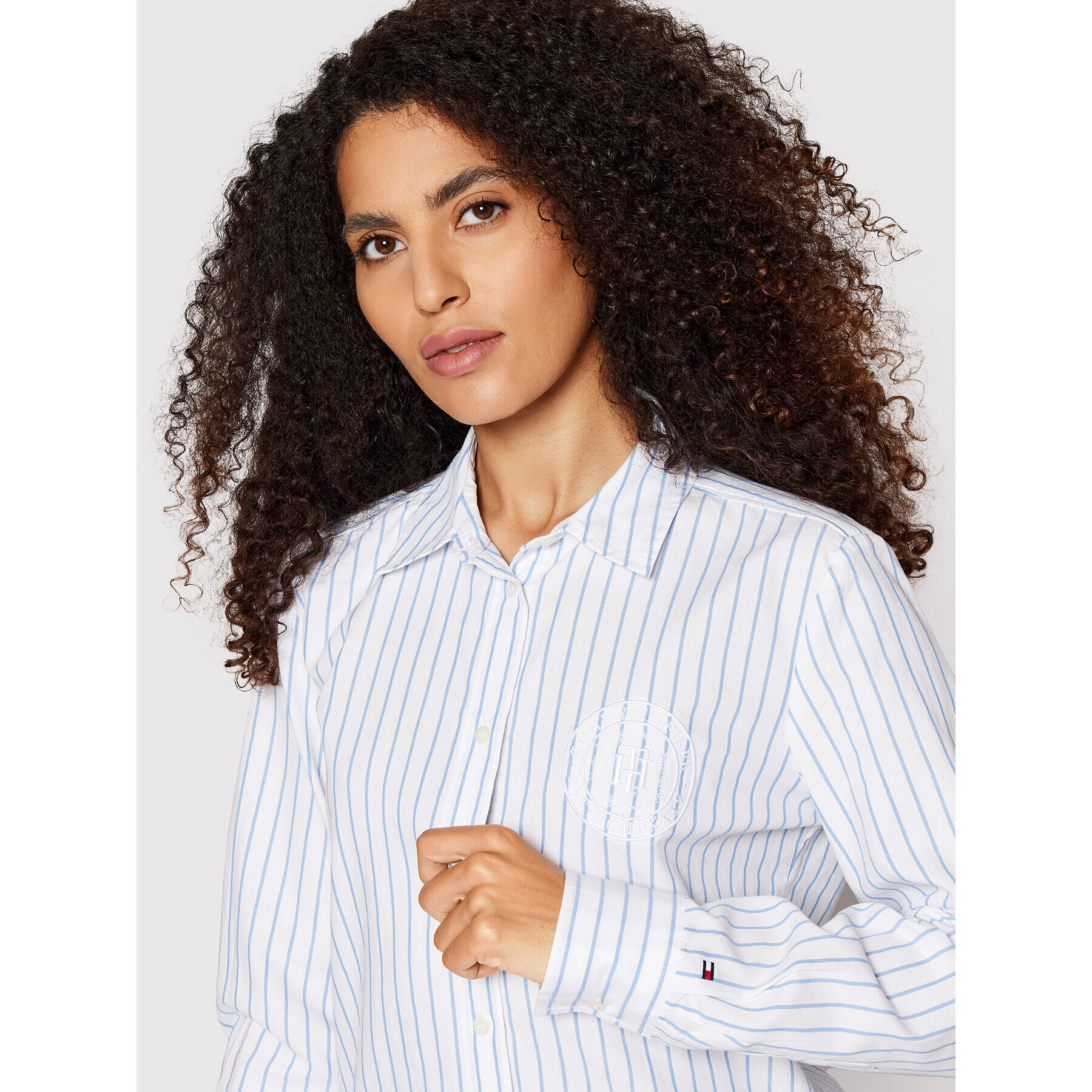 Tommy Hilfiger Риза Stripe Oxford WW0WW35277 Бял Regular Fit - Pepit.bg