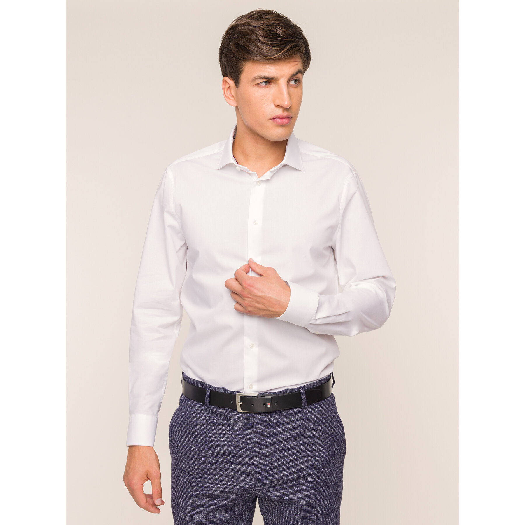 Tommy Hilfiger Риза TT0TT01936 Бял Slim Fit - Pepit.bg