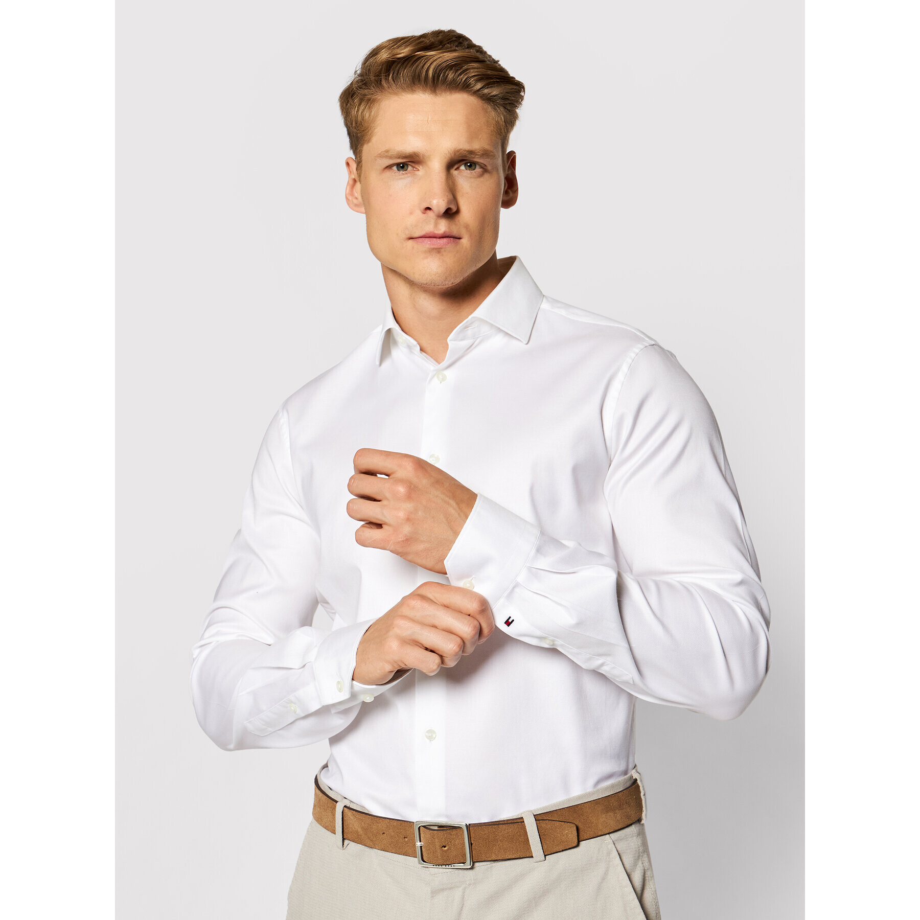 Tommy Hilfiger Риза TT0TT01941 Бял Slim Fit - Pepit.bg