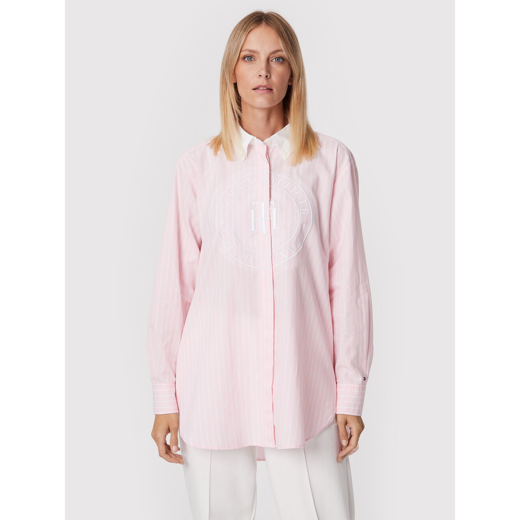 Tommy Hilfiger Риза WW0WW34119 Розов Oversize - Pepit.bg