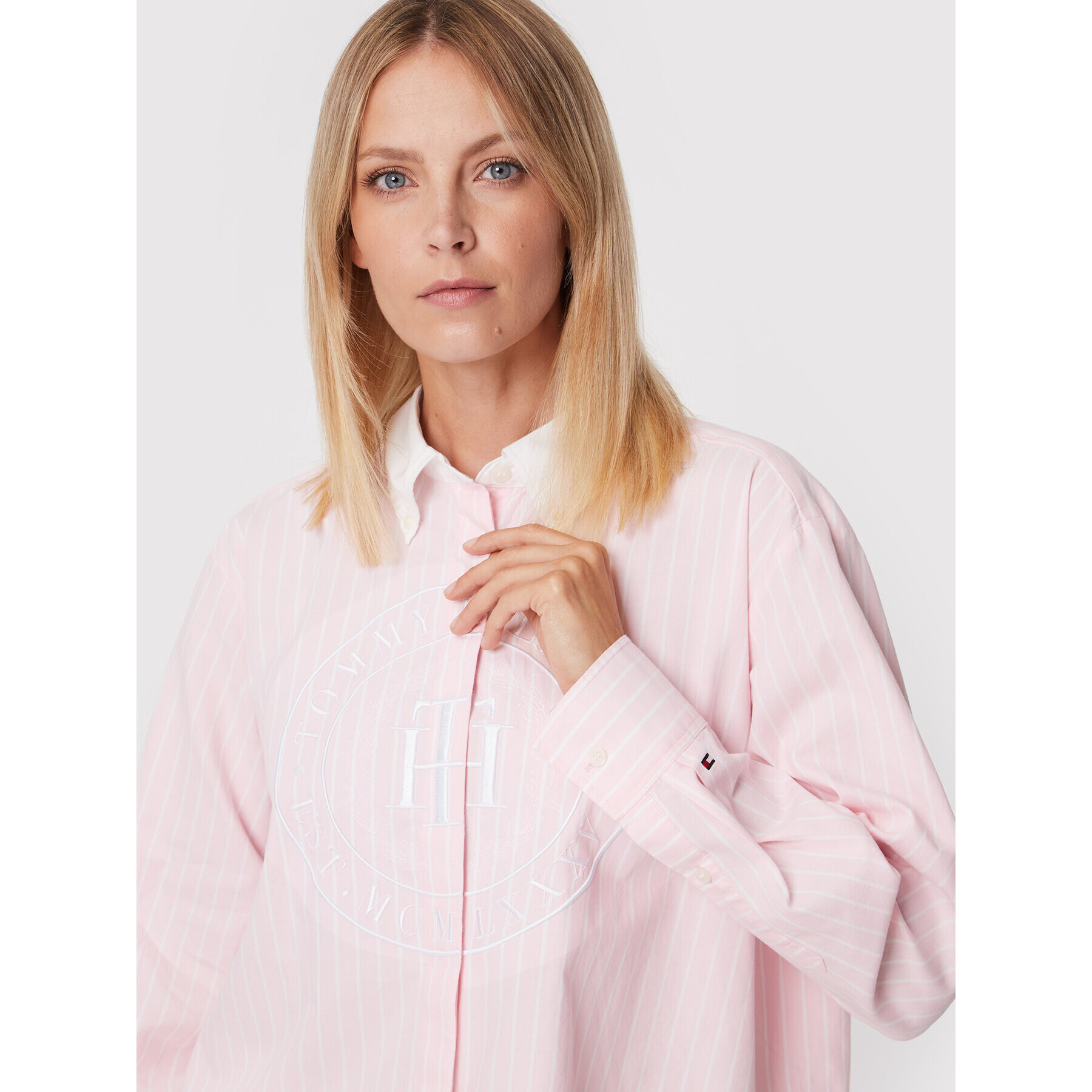 Tommy Hilfiger Риза WW0WW34119 Розов Oversize - Pepit.bg