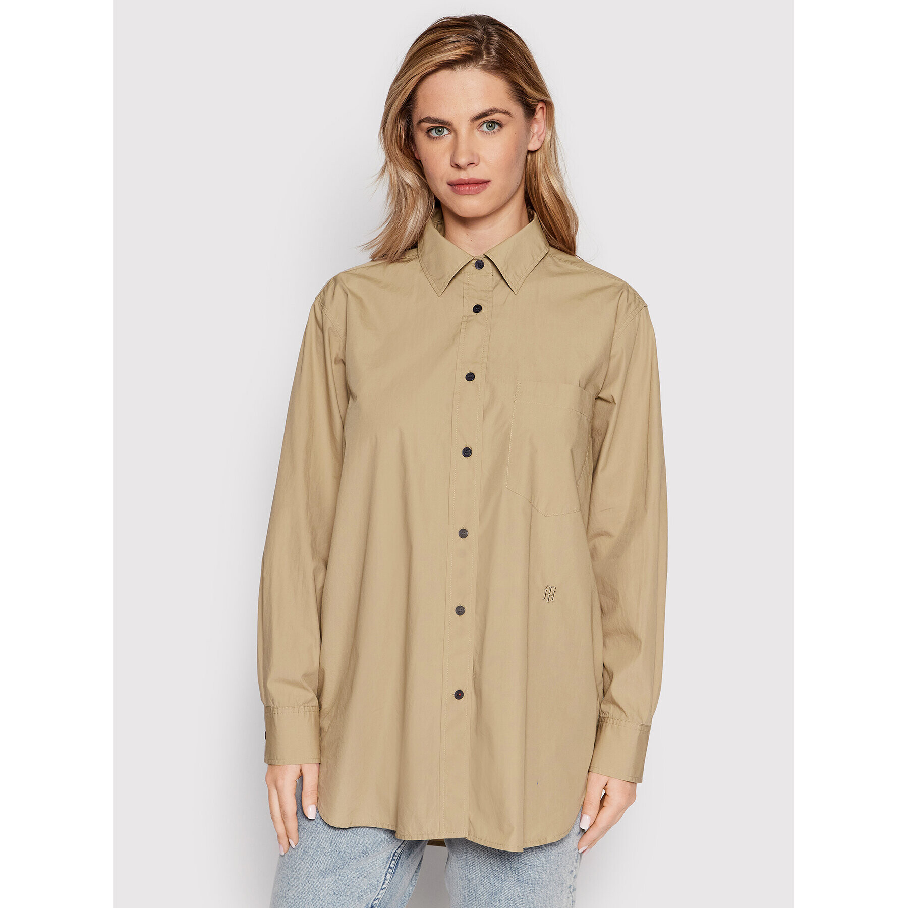 Tommy Hilfiger Риза WW0WW35304 Бежов Oversize - Pepit.bg
