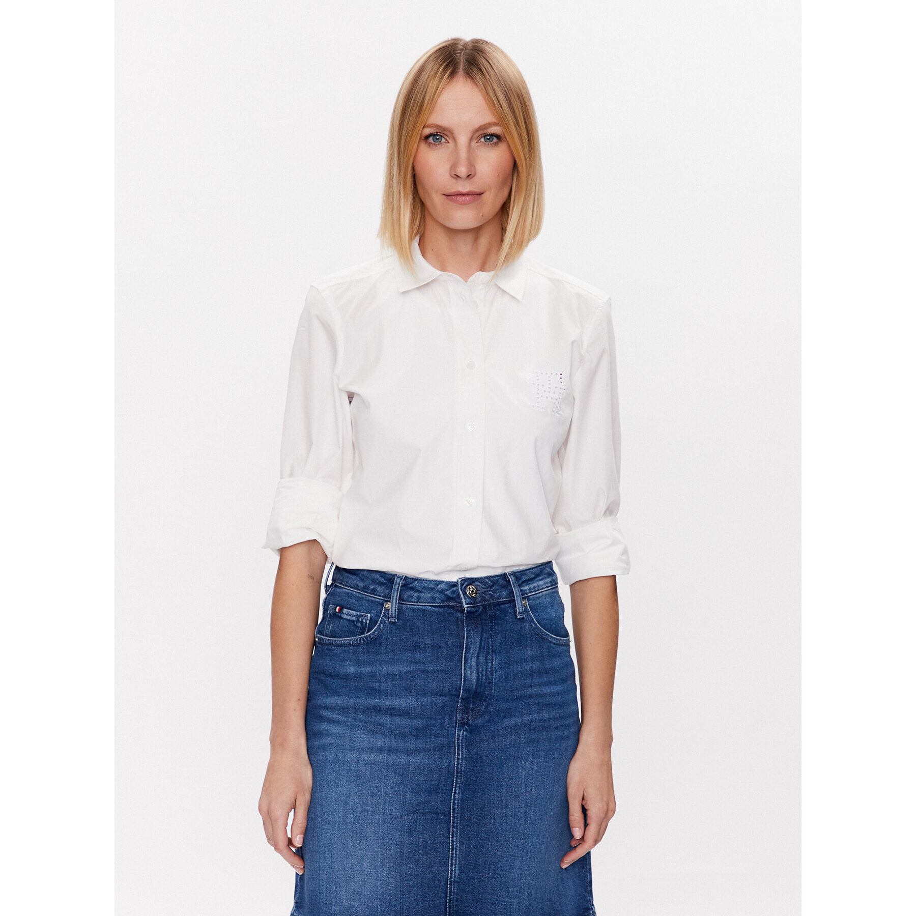 Tommy Hilfiger Риза WW0WW38615 Бял Regular Fit - Pepit.bg