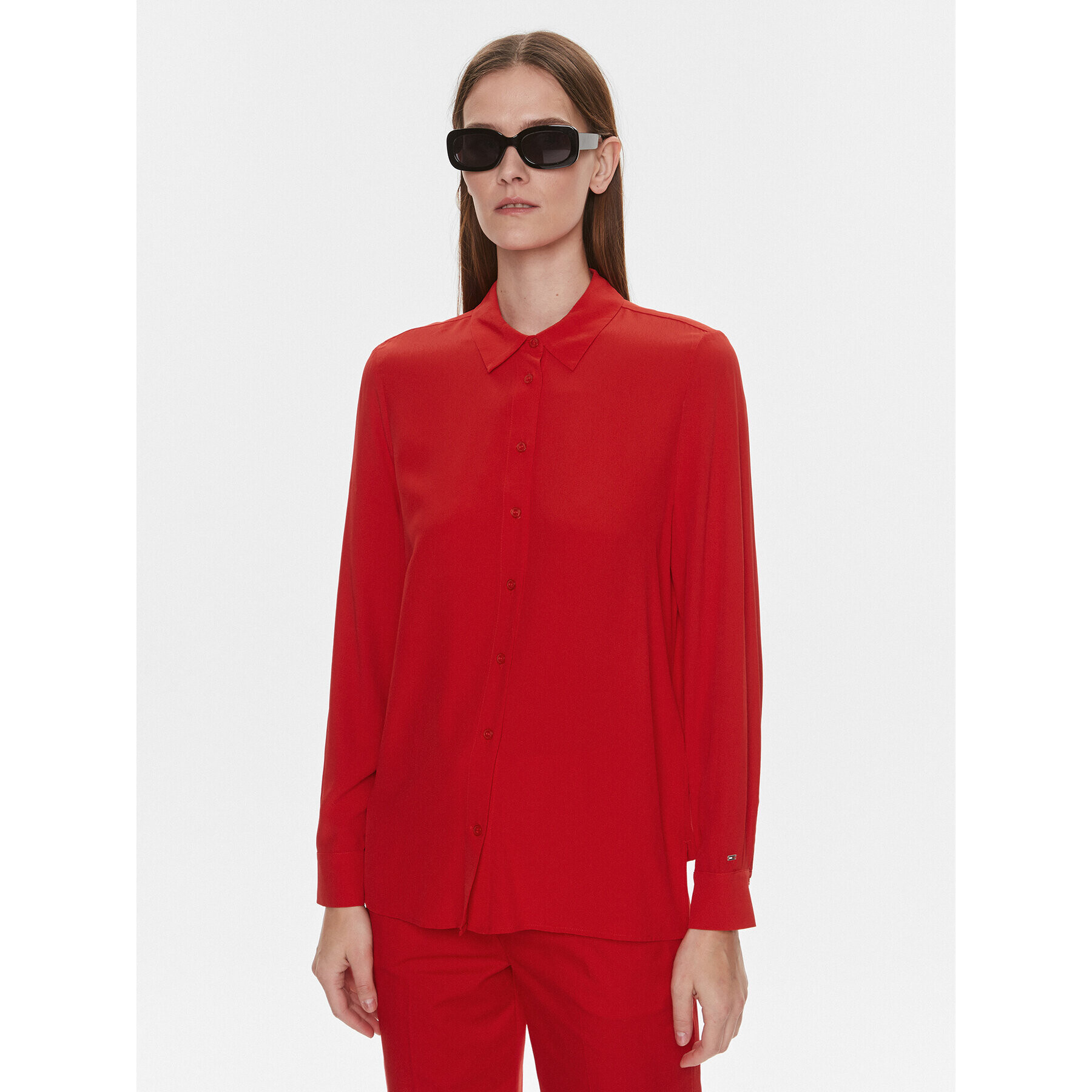 Tommy Hilfiger Риза WW0WW40535 Червен Relaxed Fit - Pepit.bg