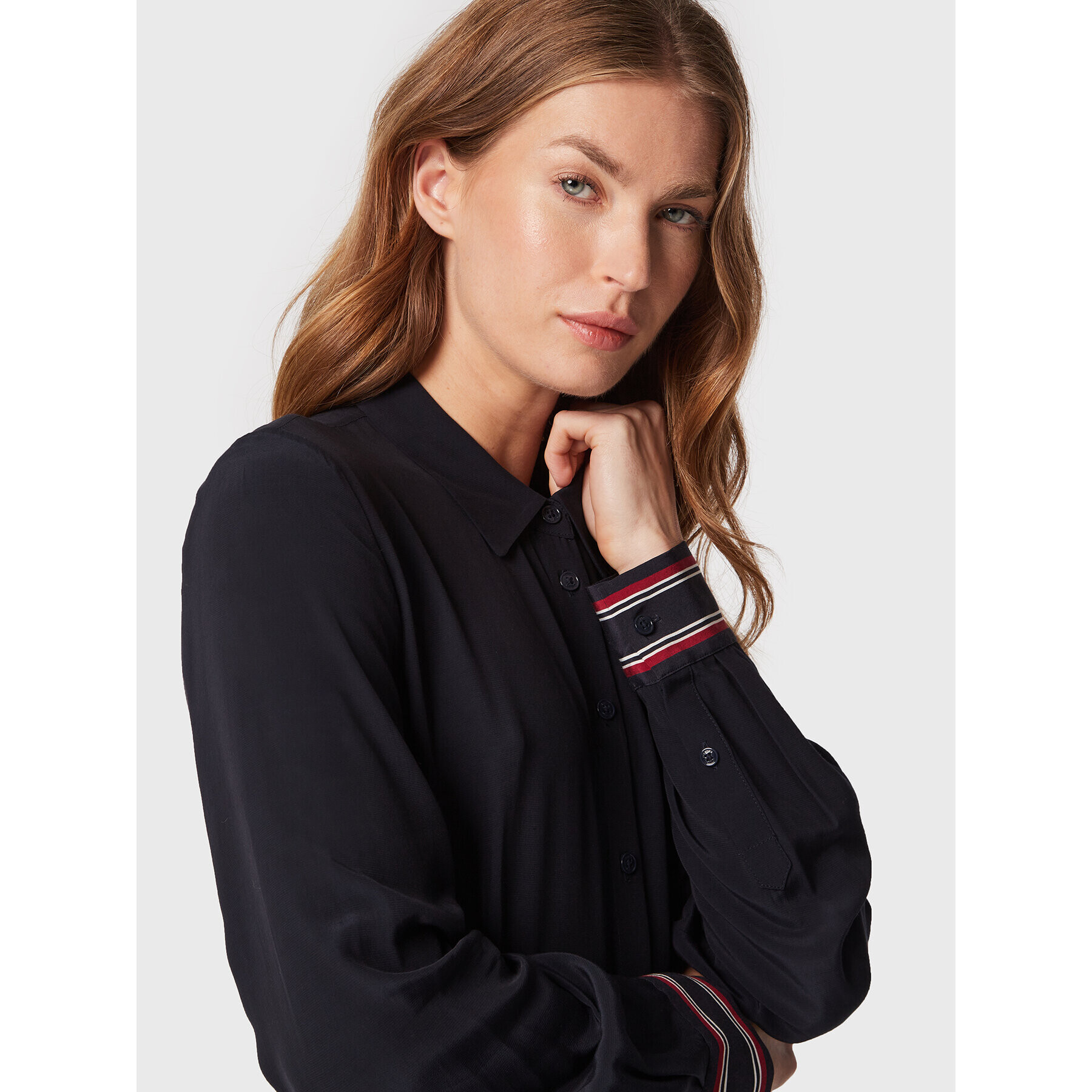 Tommy Hilfiger Рокля тип риза Monogram WW0WW37472 Тъмносин Regular Fit - Pepit.bg