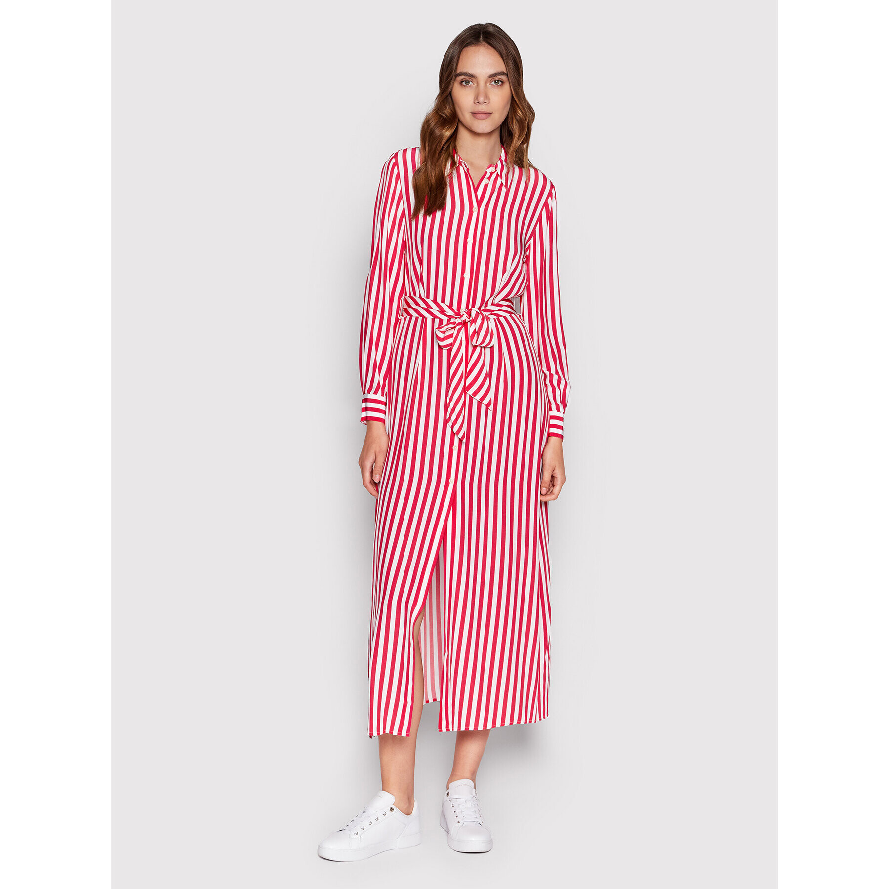 Tommy Hilfiger Рокля тип риза Stripe Viscose WW0WW35344 Розов Regular Fit - Pepit.bg