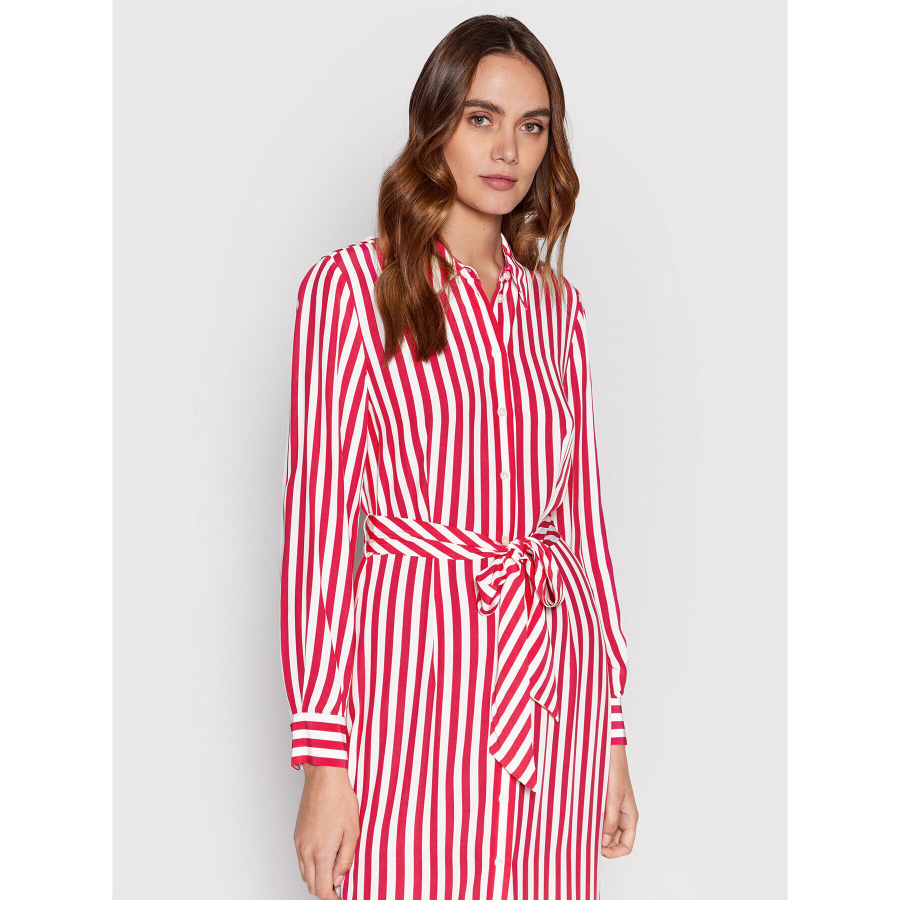 Tommy Hilfiger Рокля тип риза Stripe Viscose WW0WW35344 Розов Regular Fit - Pepit.bg