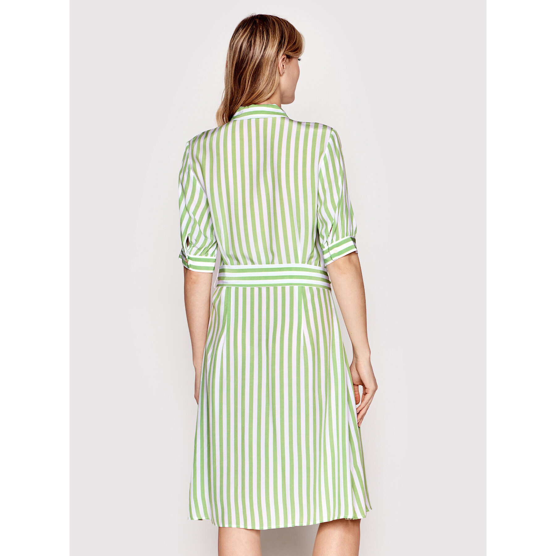 Tommy Hilfiger Рокля тип риза Stripe WW0WW35297 Зелен Regular Fit - Pepit.bg