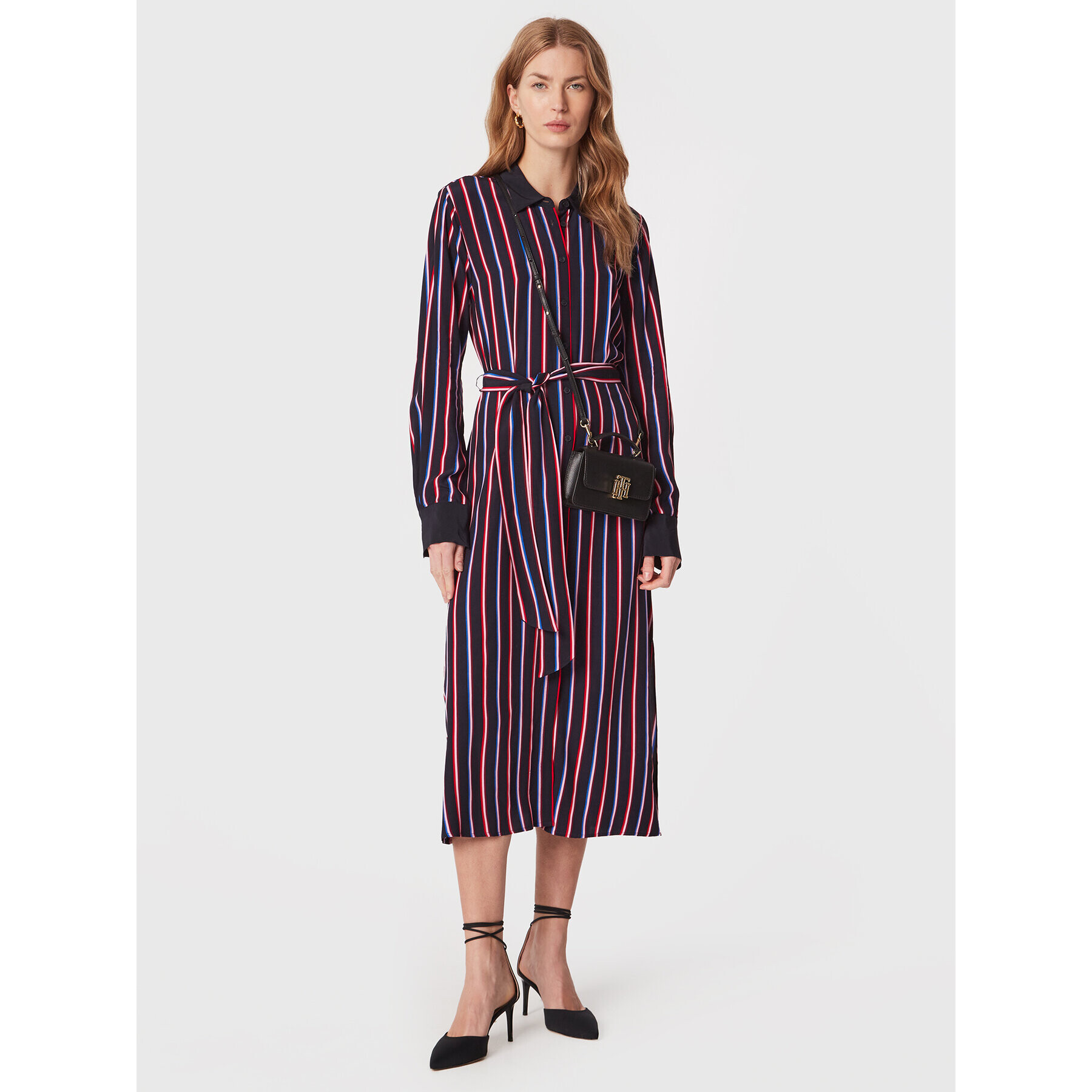 Tommy Hilfiger Рокля тип риза Vis Stripe WW0WW37114 Тъмносин Regular Fit - Pepit.bg