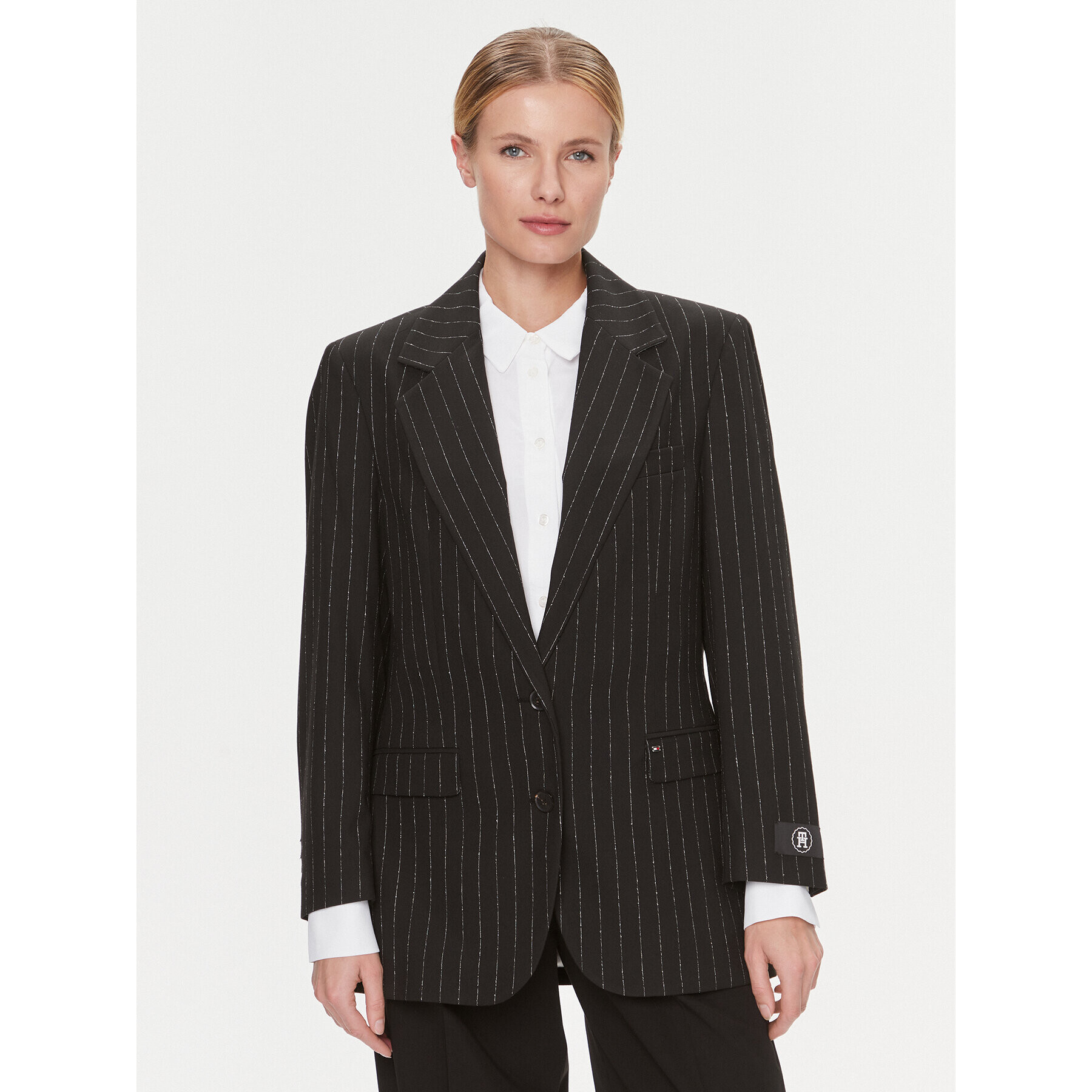 Tommy Hilfiger Сако Oversized Prep Pinstripe Blazer WW0WW40498 Черен Regular Fit - Pepit.bg