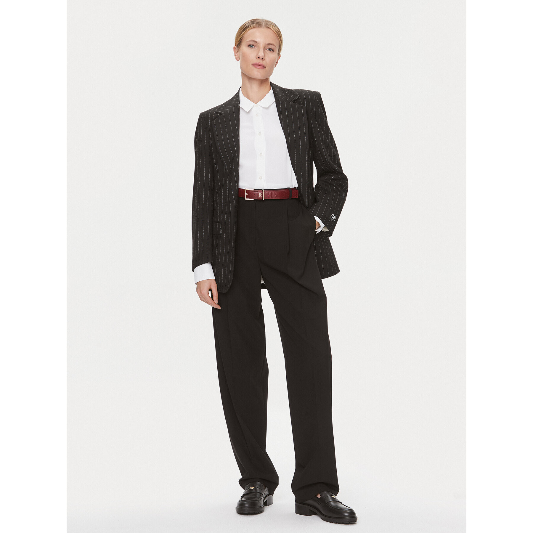 Tommy Hilfiger Сако Oversized Prep Pinstripe Blazer WW0WW40498 Черен Regular Fit - Pepit.bg
