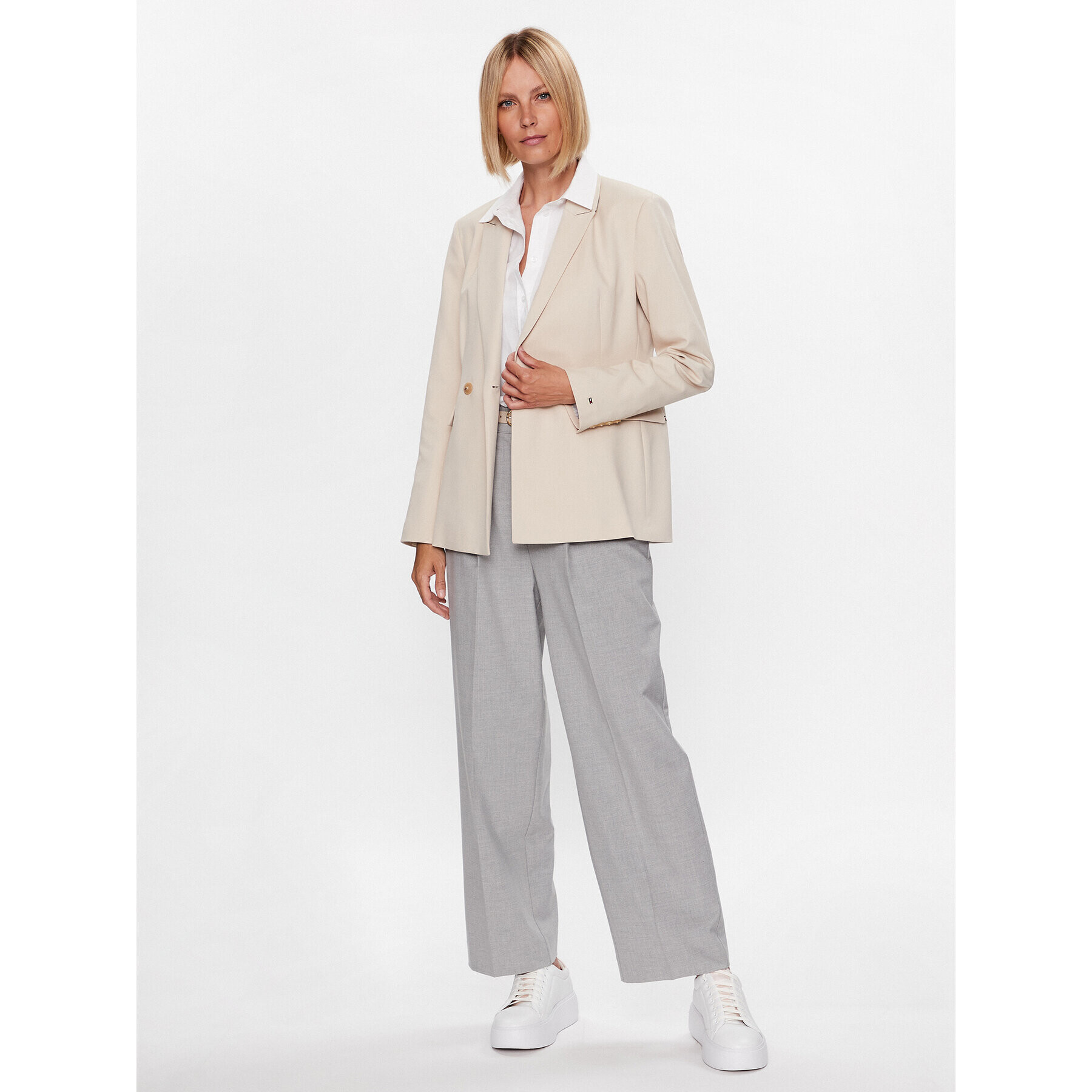 Tommy Hilfiger Сако Poly WW0WW39097 Бежов Slim Fit - Pepit.bg