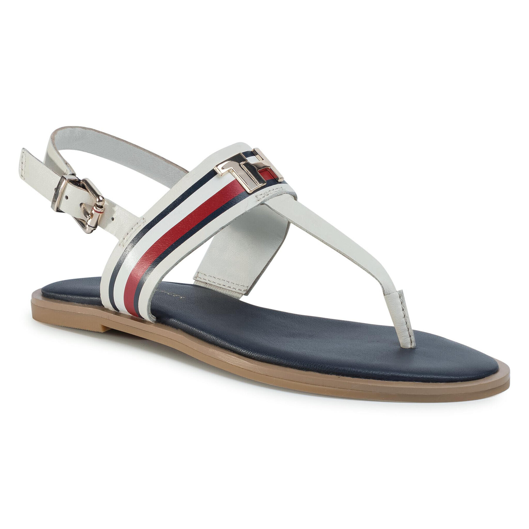 Tommy Hilfiger Сандали Corporate Letaher Fat Sandal FW0FW04840 Бял - Pepit.bg