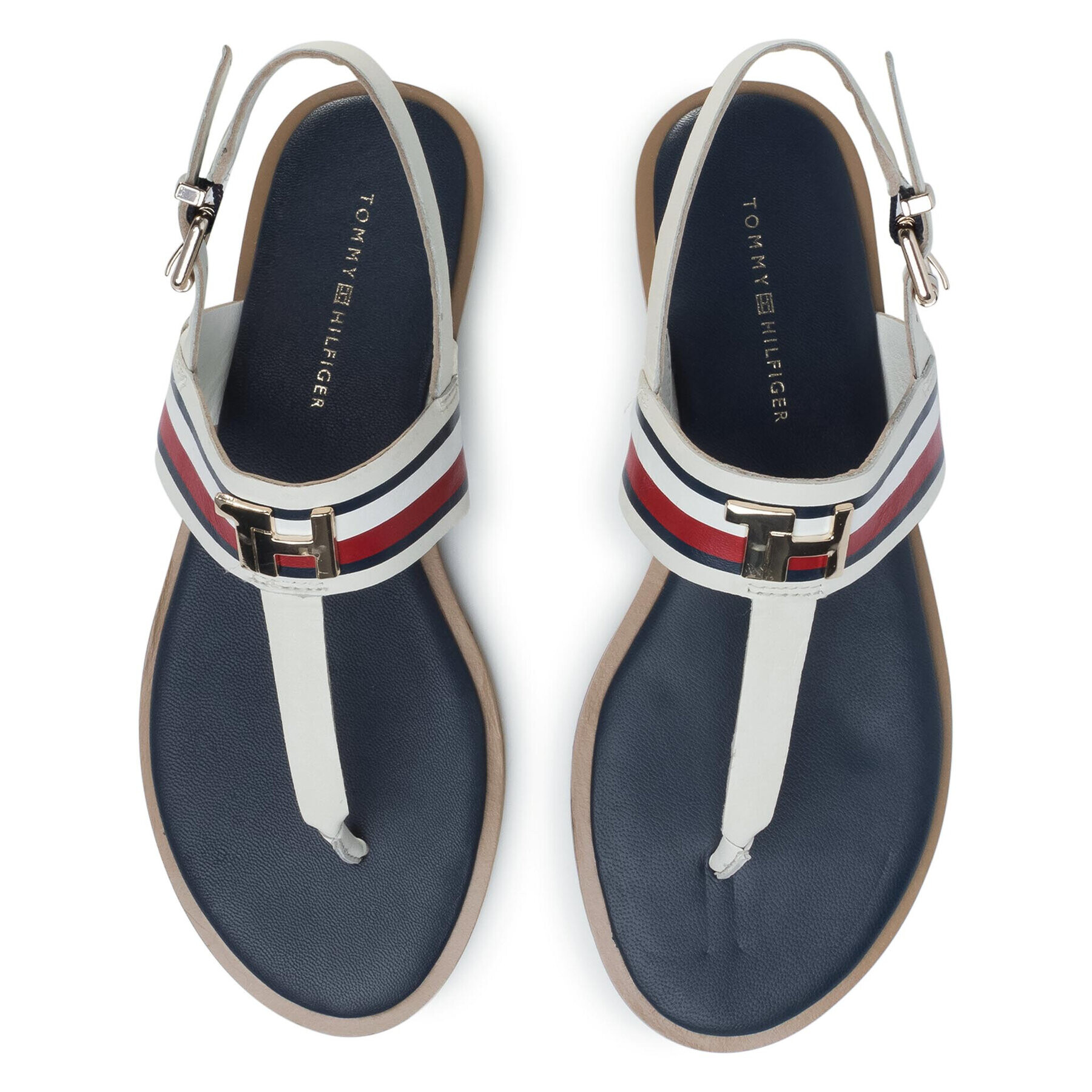 Tommy Hilfiger Сандали Corporate Letaher Fat Sandal FW0FW04840 Бял - Pepit.bg