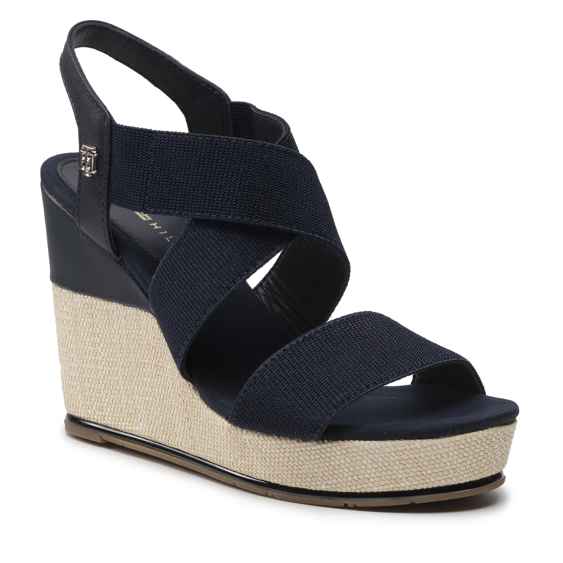 Tommy Hilfiger Сандали Essential Elastic High Wedge FW0FW06304 Тъмносин - Pepit.bg