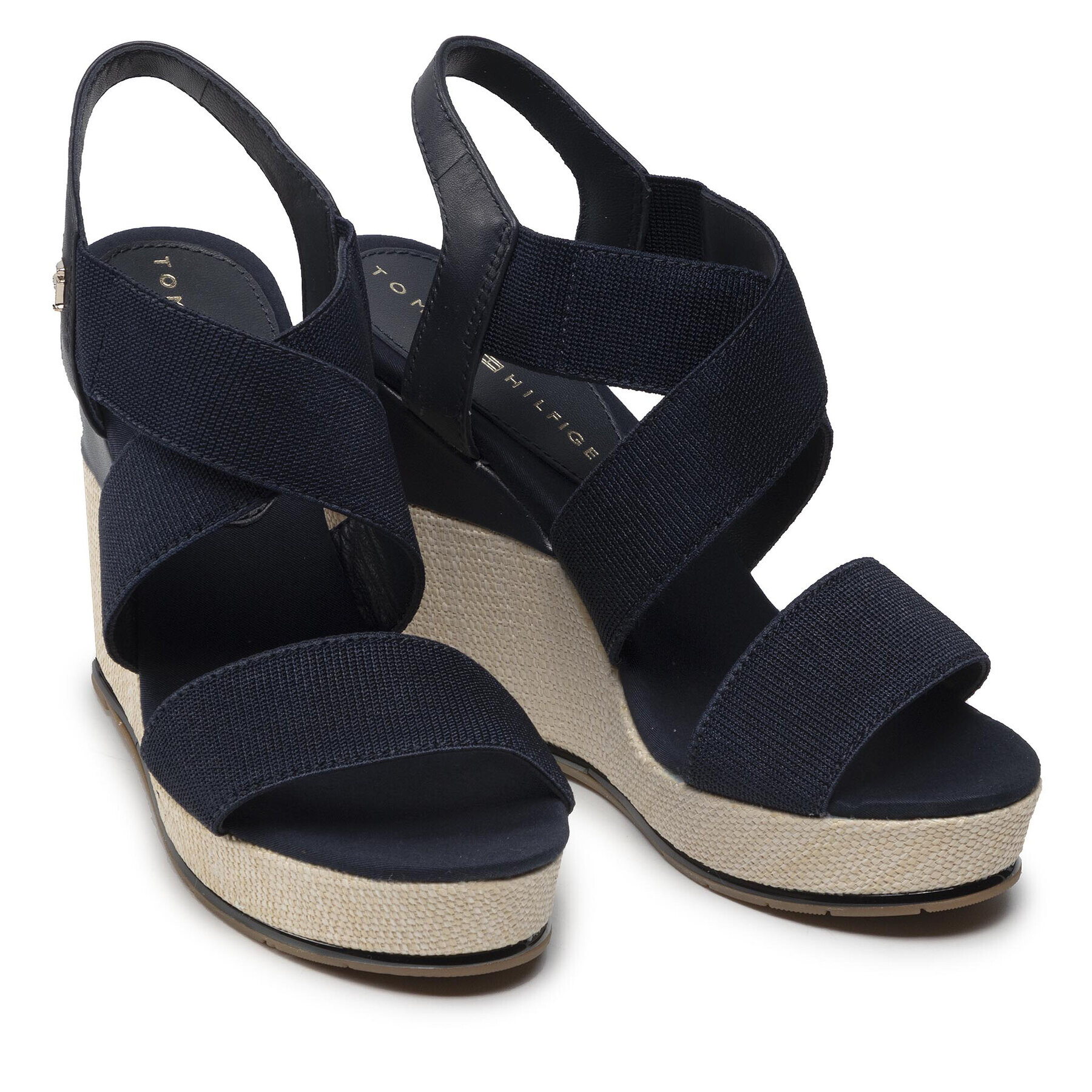 Tommy Hilfiger Сандали Essential Elastic High Wedge FW0FW06304 Тъмносин - Pepit.bg