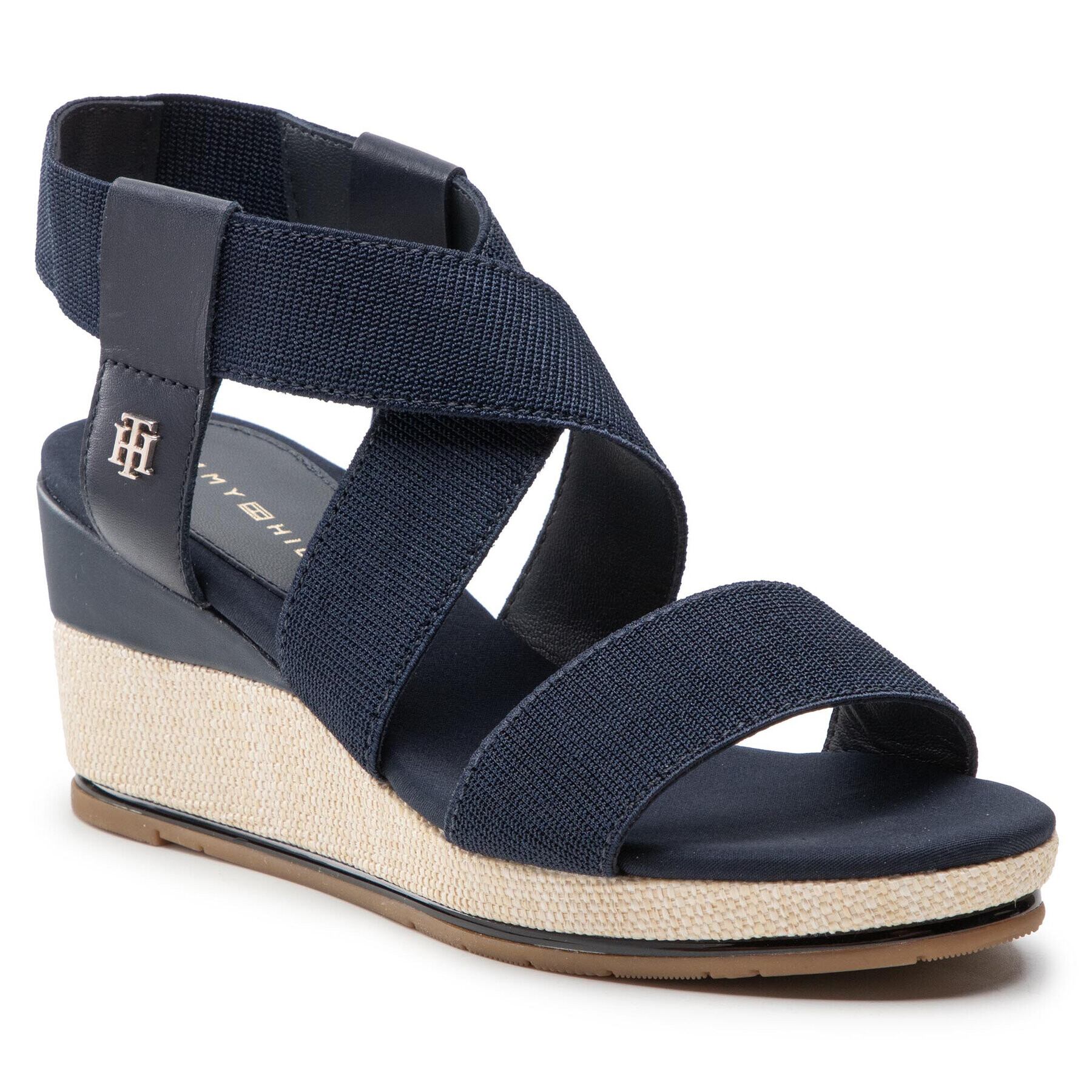 Tommy Hilfiger Сандали Essential Elastic Low Wedge FW0FW06305 Тъмносин - Pepit.bg