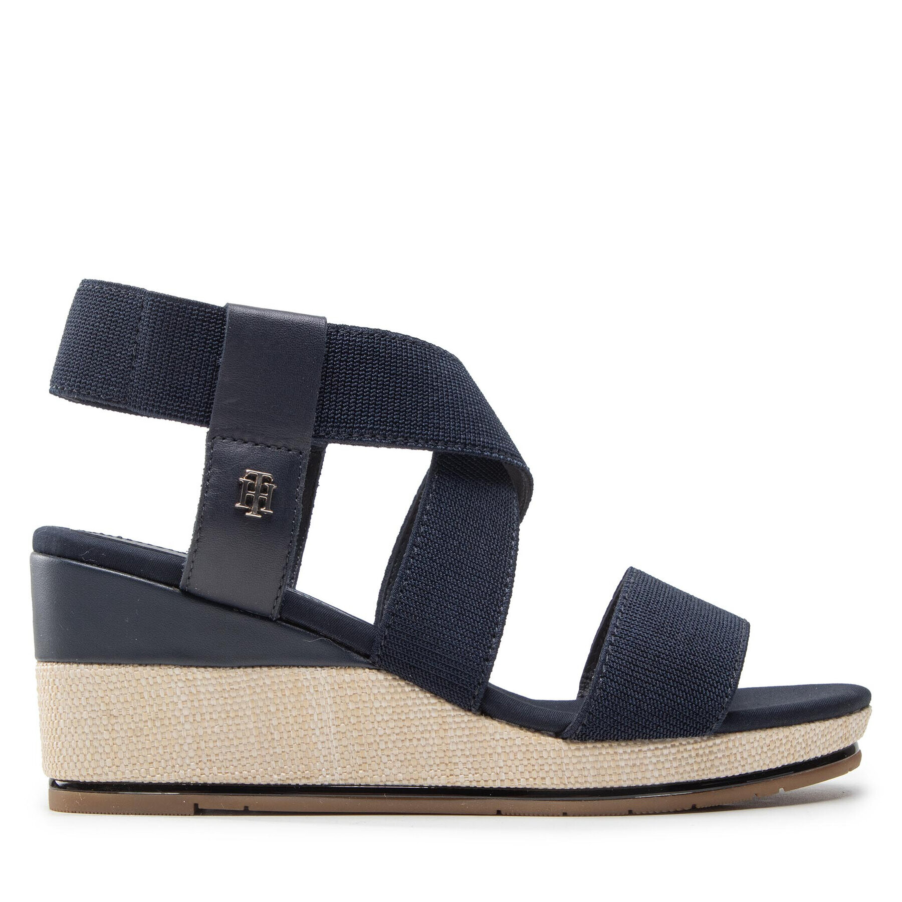 Tommy Hilfiger Сандали Essential Elastic Low Wedge FW0FW06305 Тъмносин - Pepit.bg