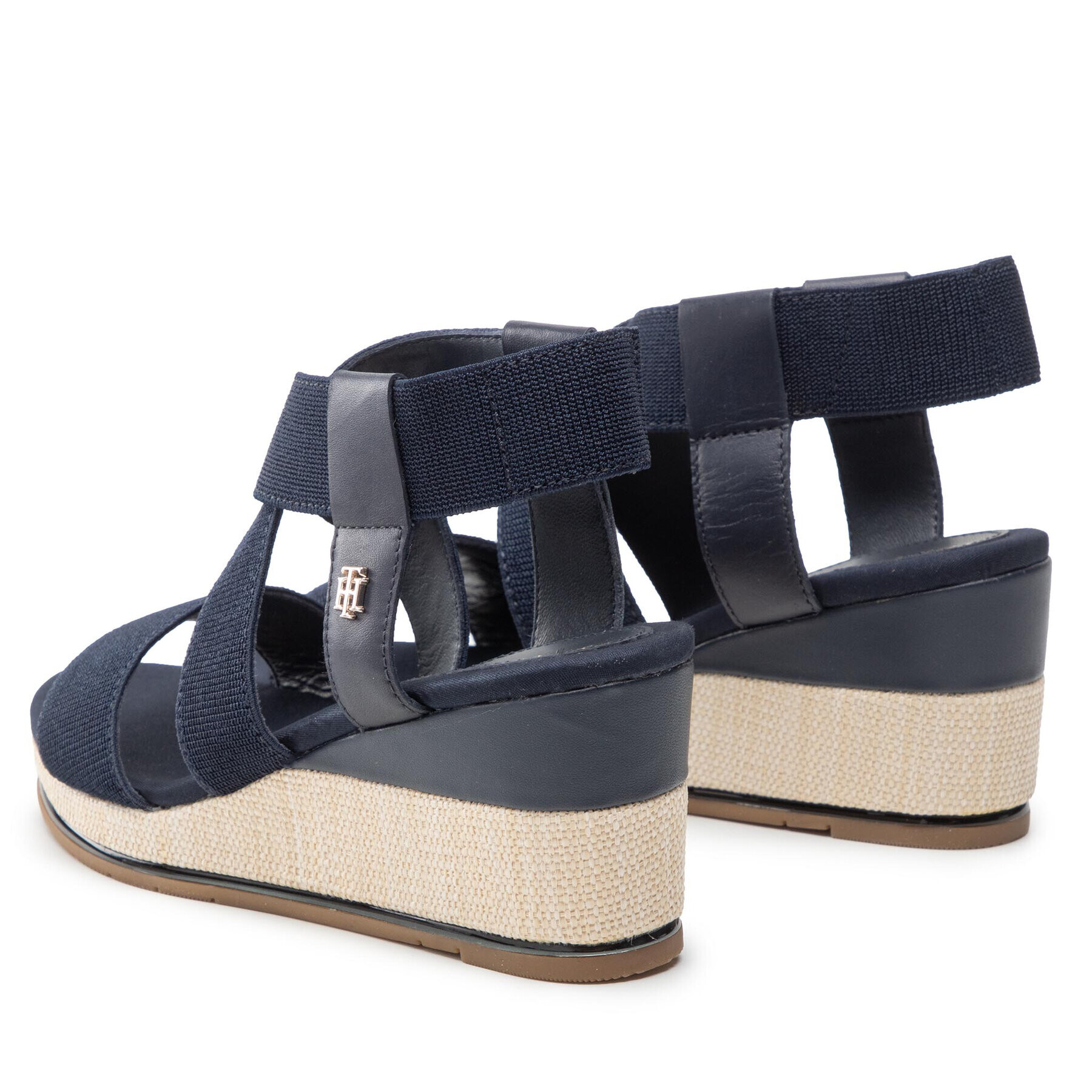 Tommy Hilfiger Сандали Essential Elastic Low Wedge FW0FW06305 Тъмносин - Pepit.bg